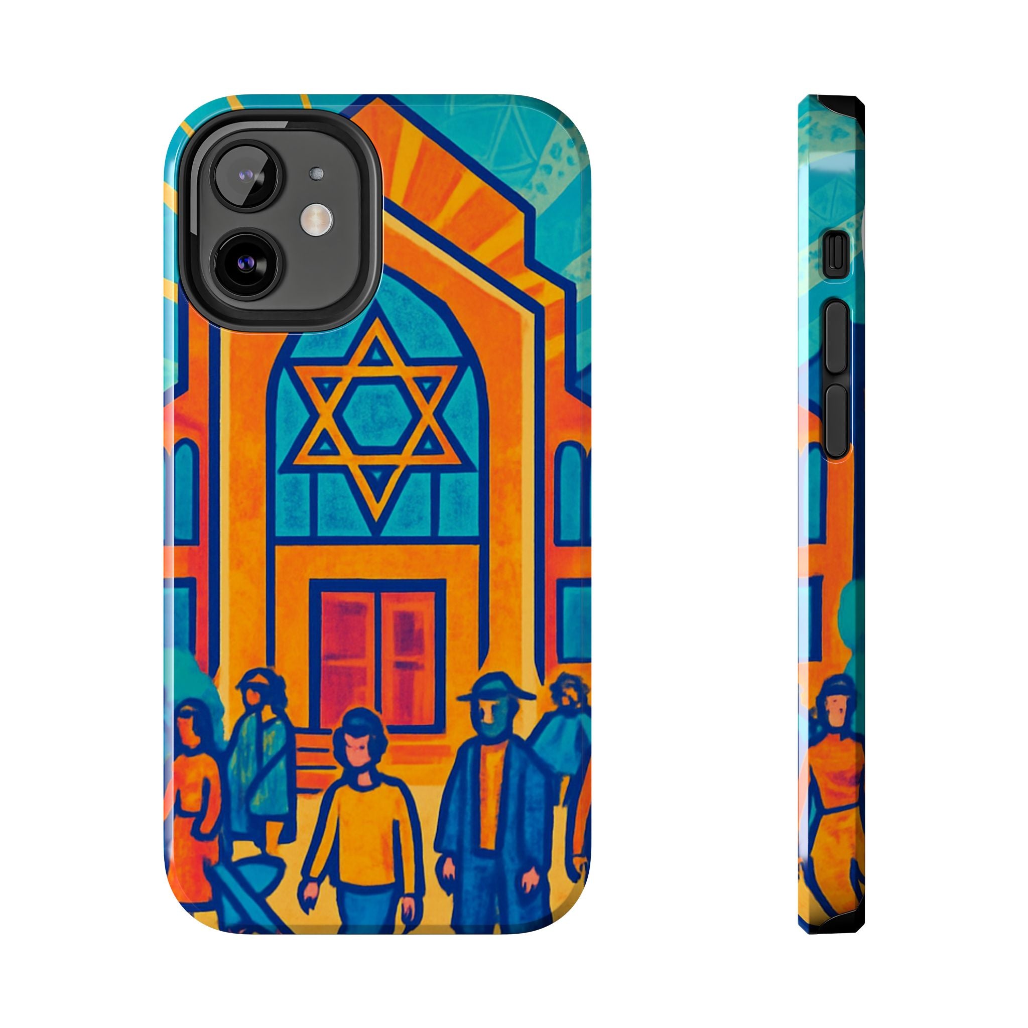 Jewish Synagogue Art Tough Phone Case — Colorful Jewish Community Design