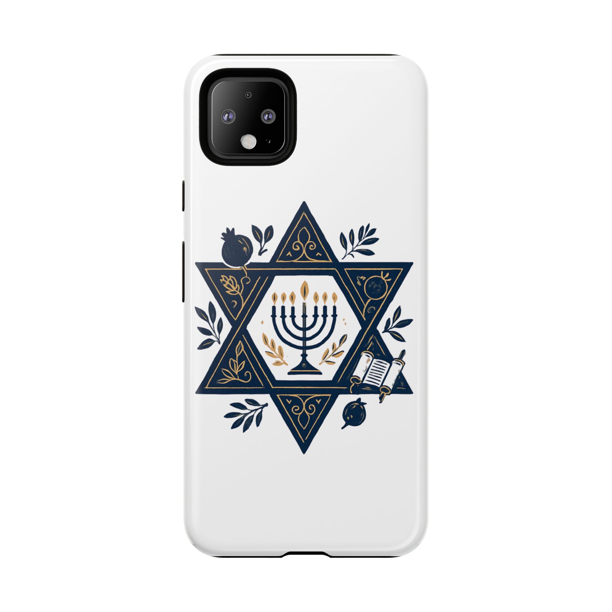 Jewish Star of David Menorah Phone Case — Jewish Hanukkah Symbol Protective Cover