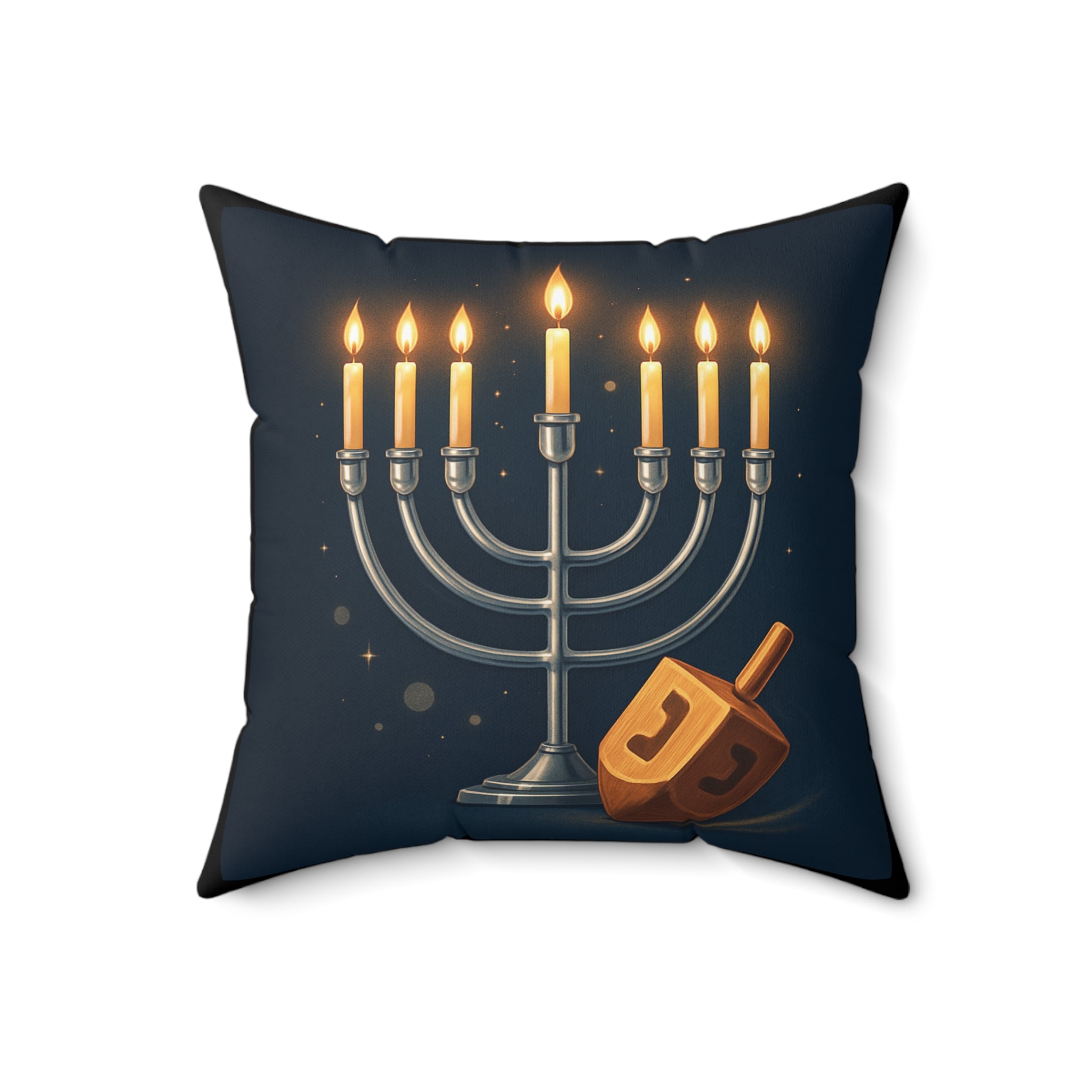 Hanukkah Menorah Pillow with Dreidel – Festive Holiday Decorative Throw Pillow