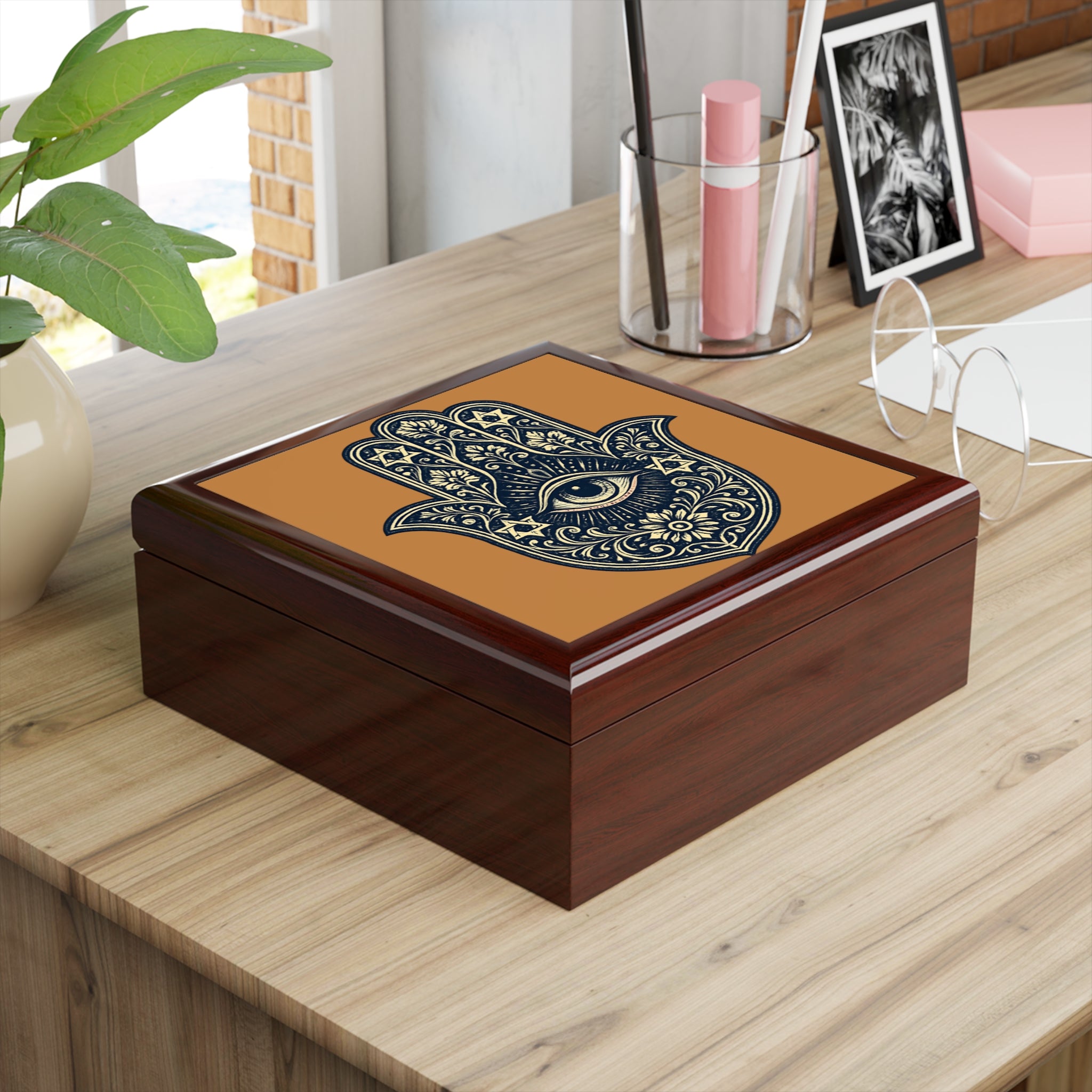 Hamsa Hand Jewelry Box – Protective Evil Eye Trinket Organizer