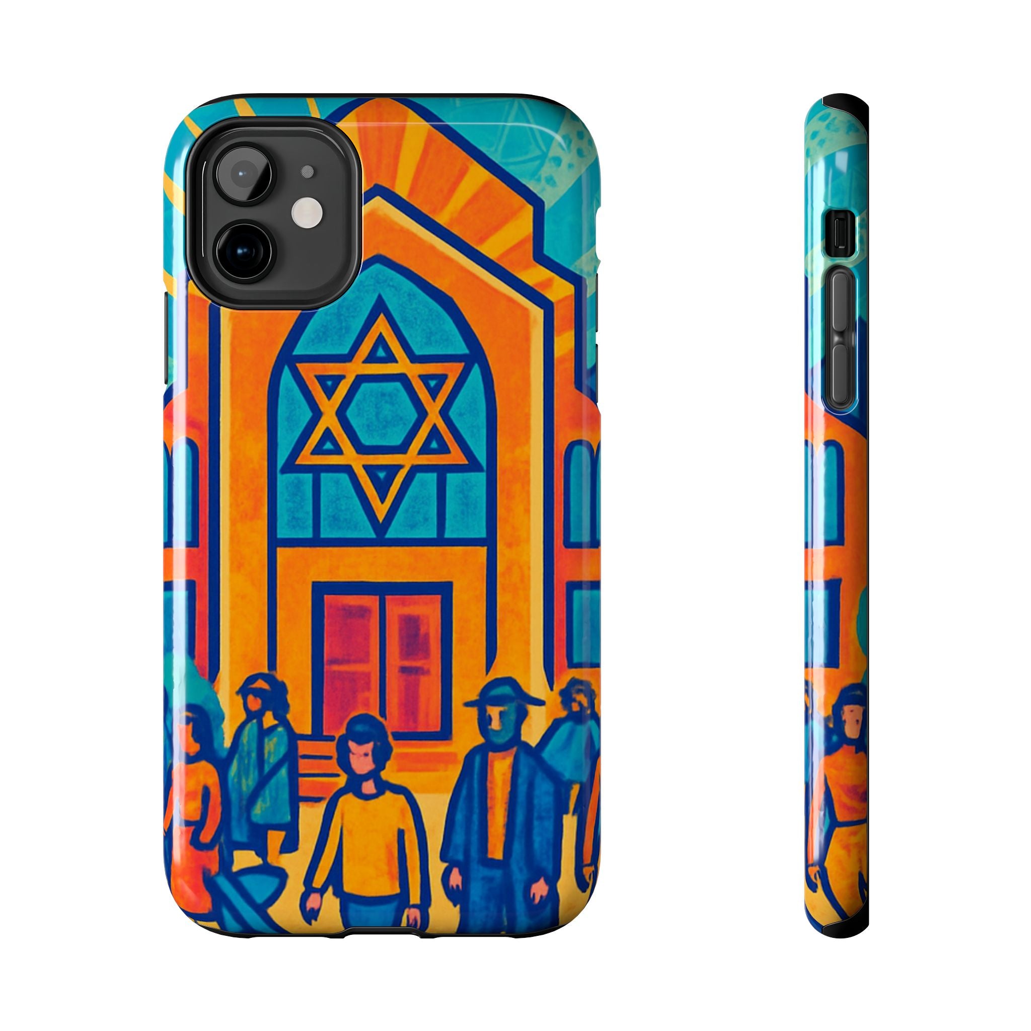 Jewish Synagogue Art Tough Phone Case — Colorful Jewish Community Design