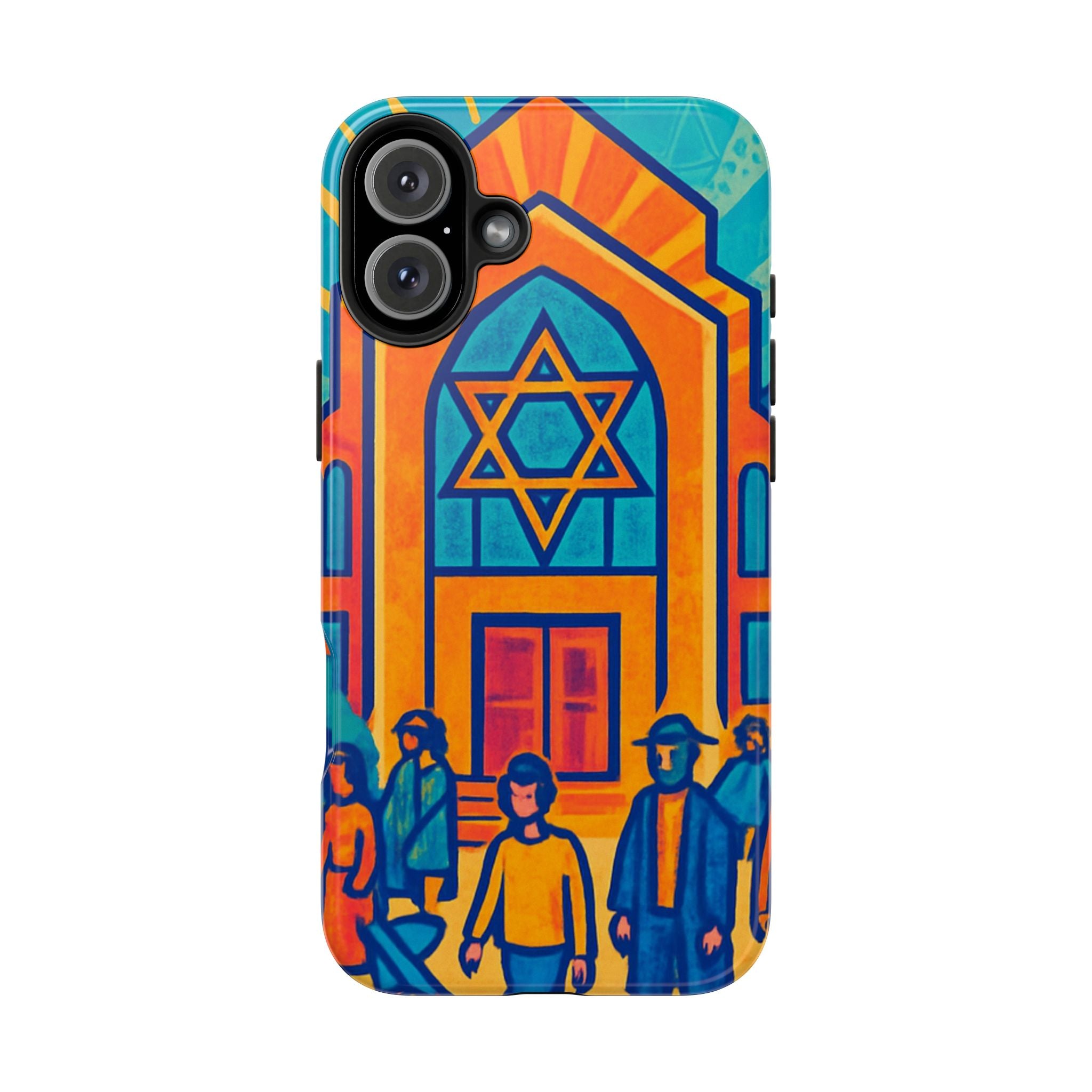 Jewish Synagogue Art Tough Phone Case — Colorful Jewish Community Design