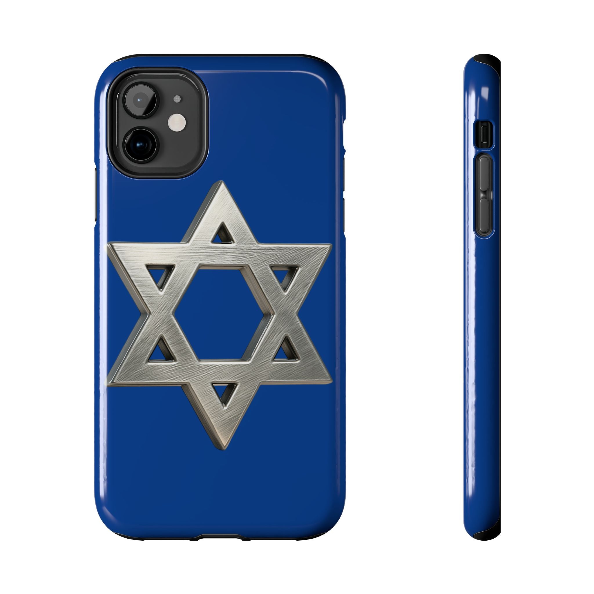 Jewish Blue Phone Case with Silver Star of David – Tough Protective Jewish Religious Design
