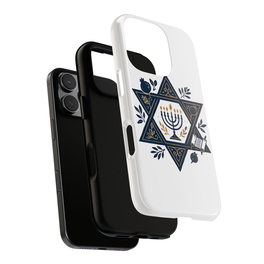 Jewish Star of David Menorah Phone Case — Jewish Hanukkah Symbol Protective Cover