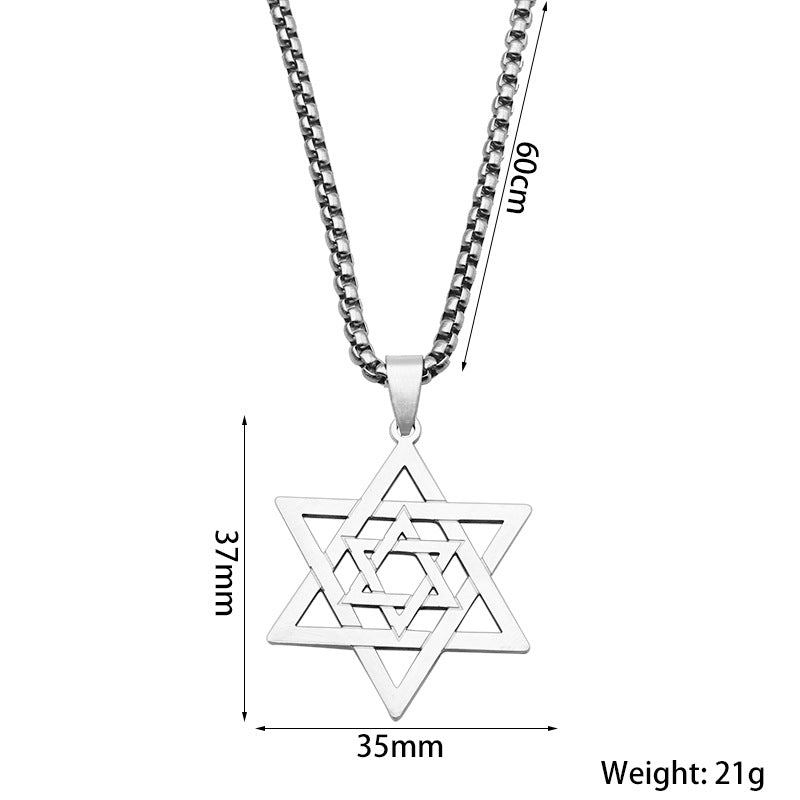 Jewish Six-pointed Star Edge Symbol Pendant Necklace