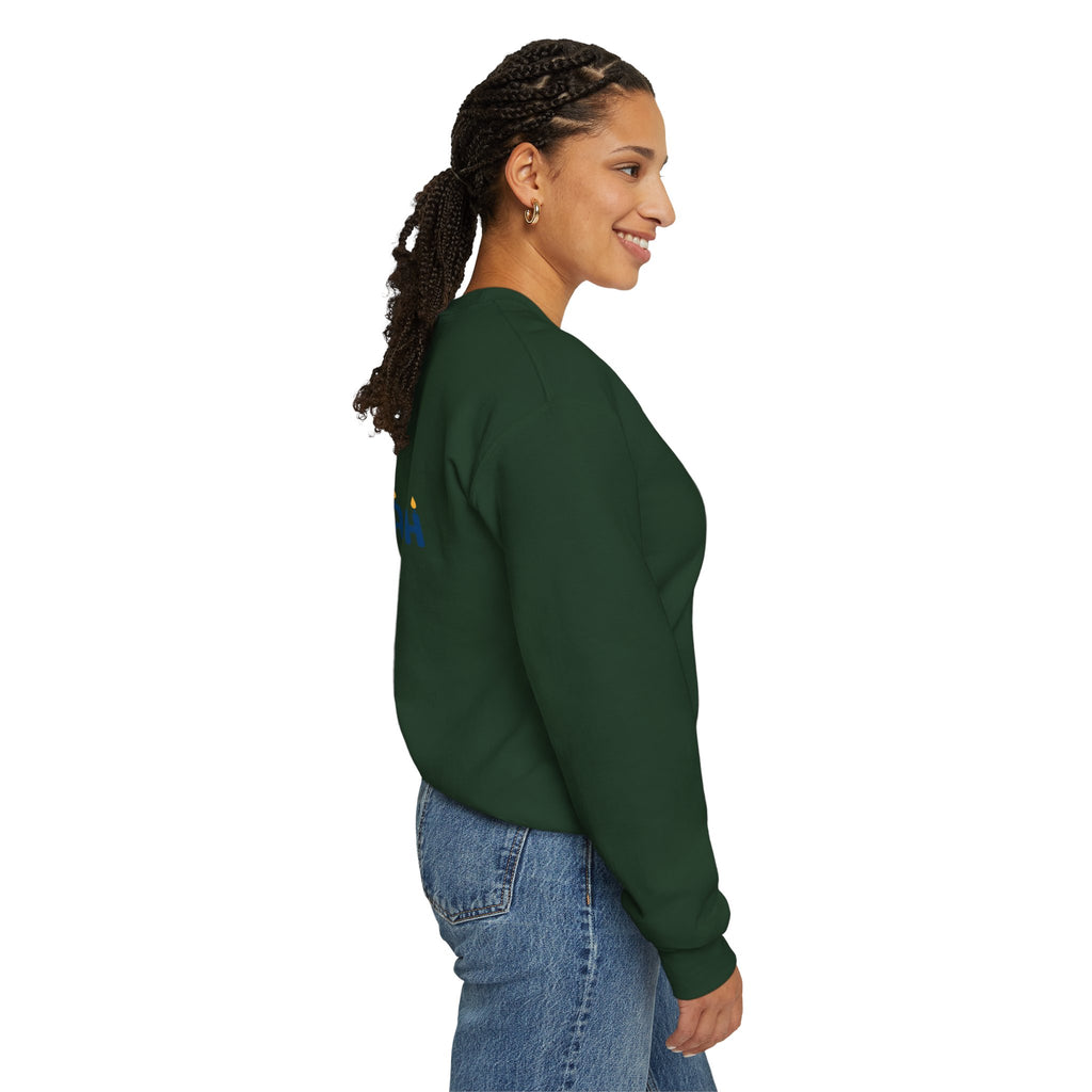 Hanukkah Crewneck Sweatshirt — Menorah, Dreidel & ‘Happy Hanukkah’ Holiday Sweater