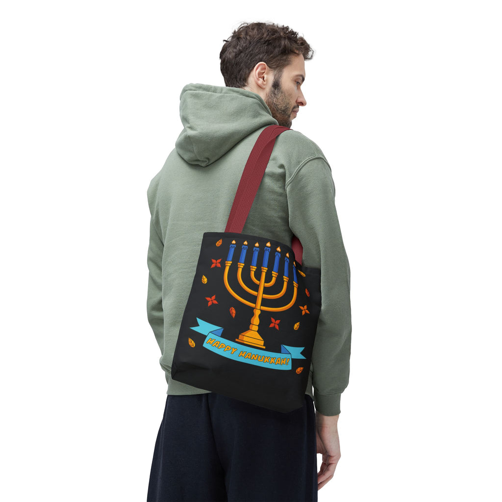 Hanukkah Menorah Tote Bag – "Happy Hanukkah" Holiday Gift Tote