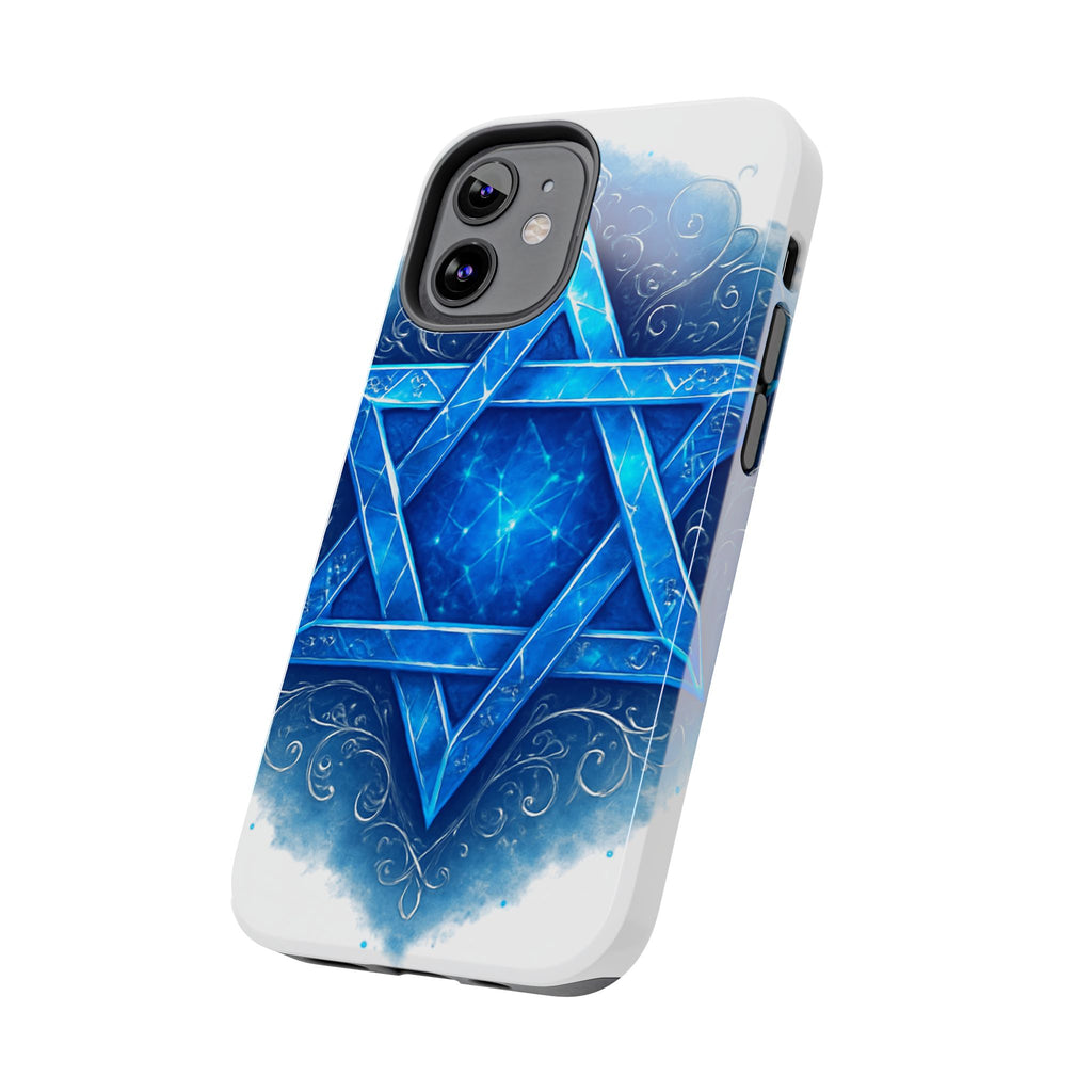 Jewish Star of David Blue Watercolor Tough Phone Case — Protective Jewish Symbol Phone Cover