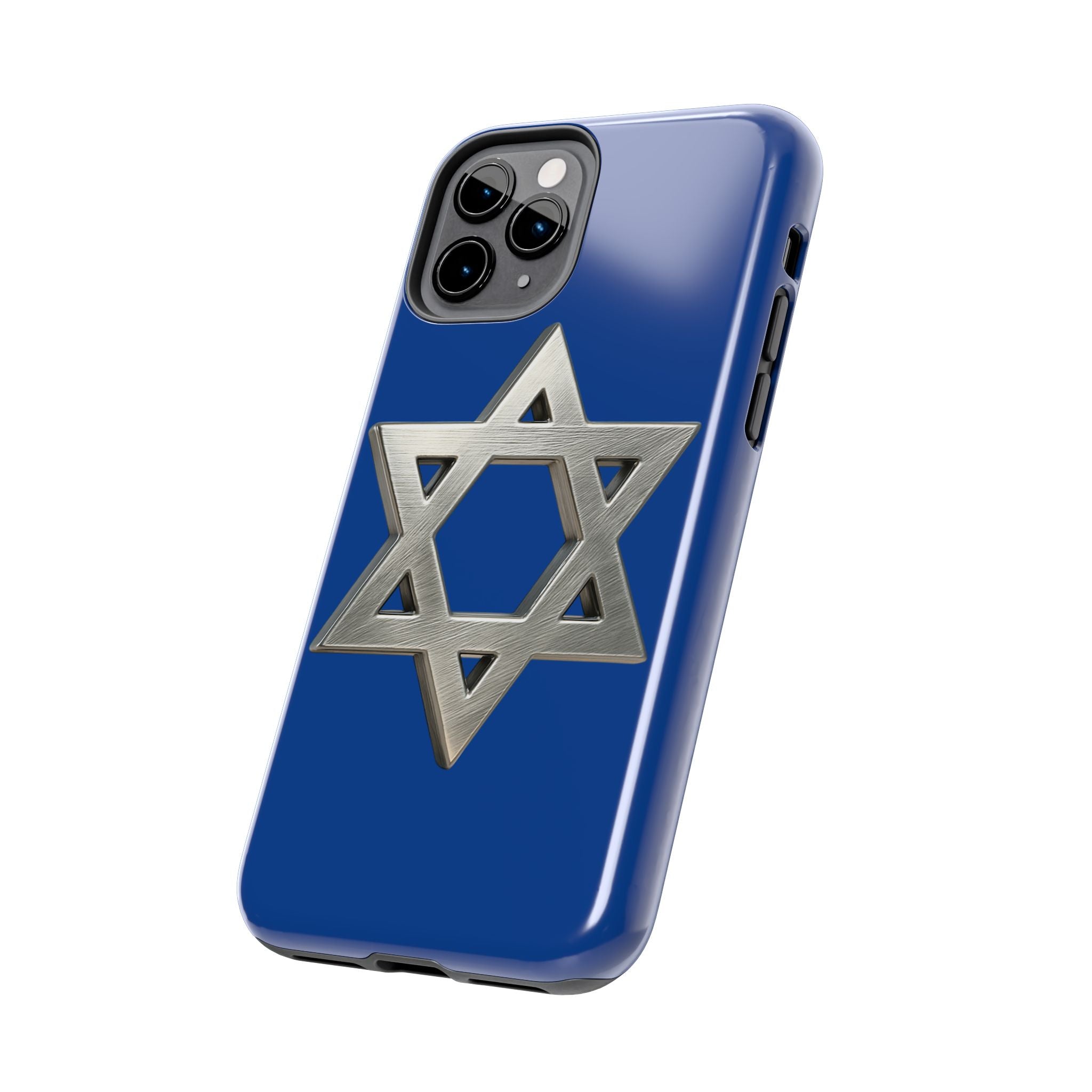 Jewish Blue Phone Case with Silver Star of David – Tough Protective Jewish Religious Design