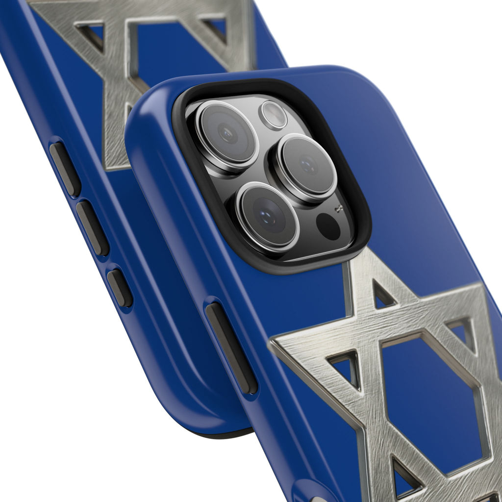 Jewish Blue Phone Case with Silver Star of David – Tough Protective Jewish Religious Design