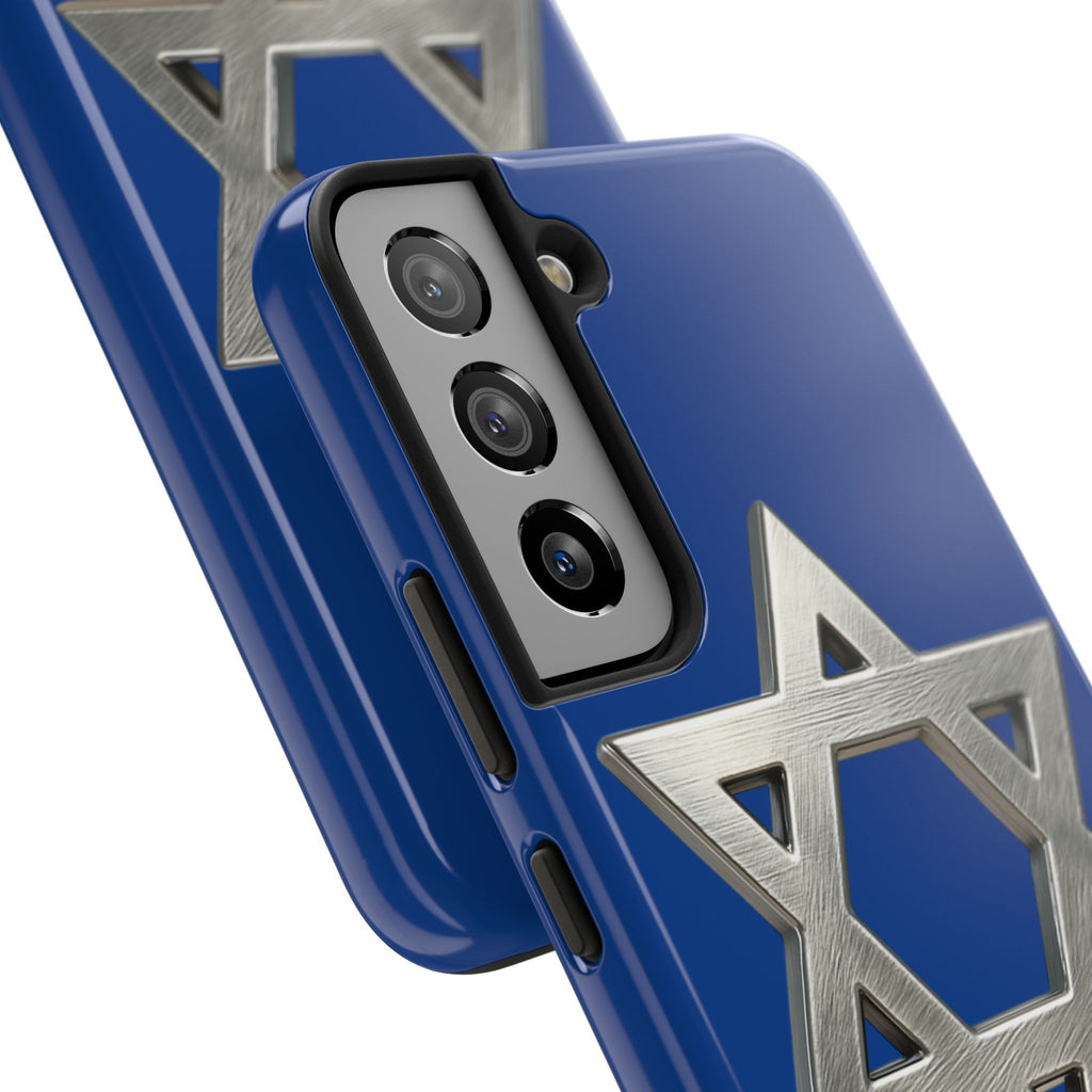 Jewish Blue Phone Case with Silver Star of David – Tough Protective Jewish Religious Design