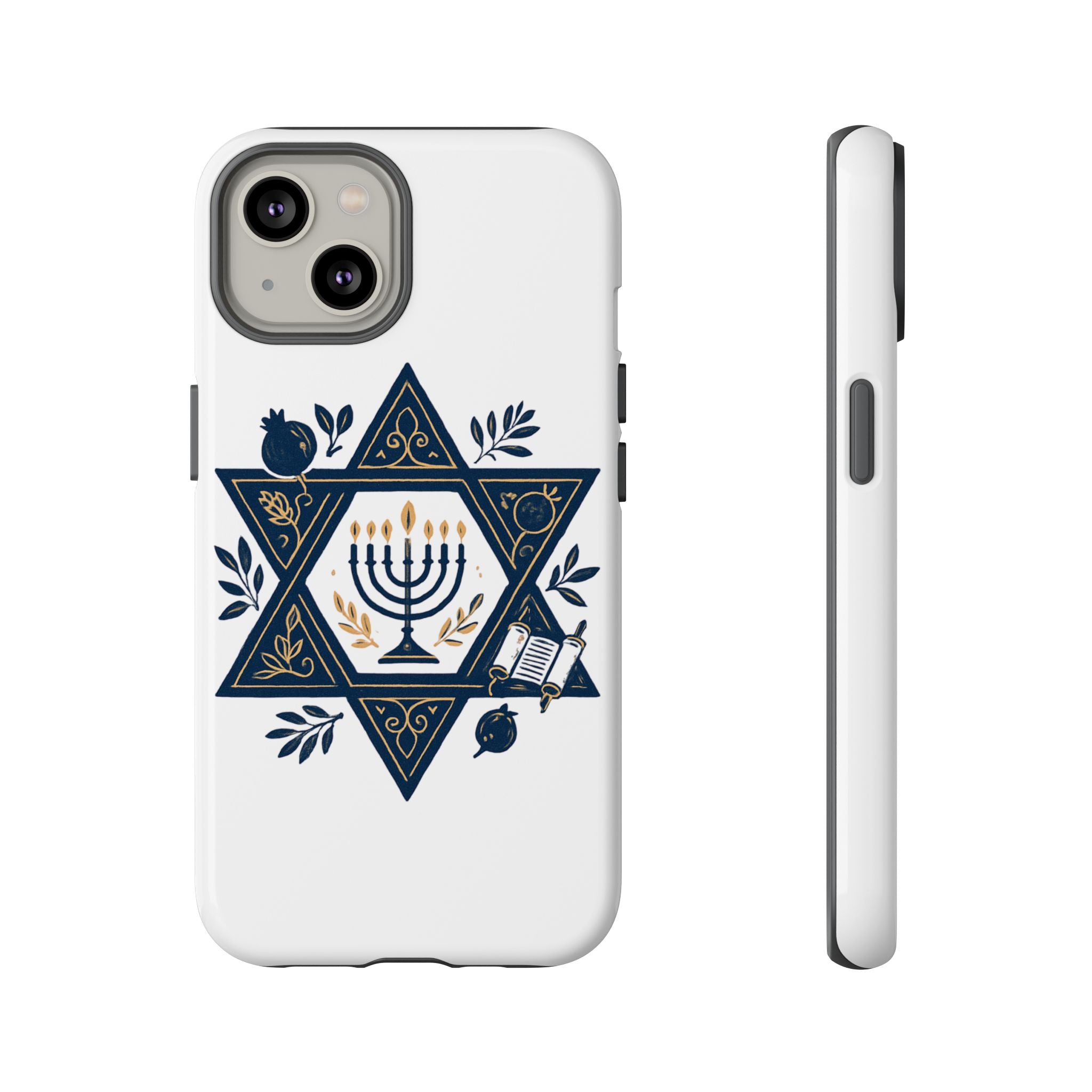 Jewish Star of David Menorah Phone Case — Jewish Hanukkah Symbol Protective Cover