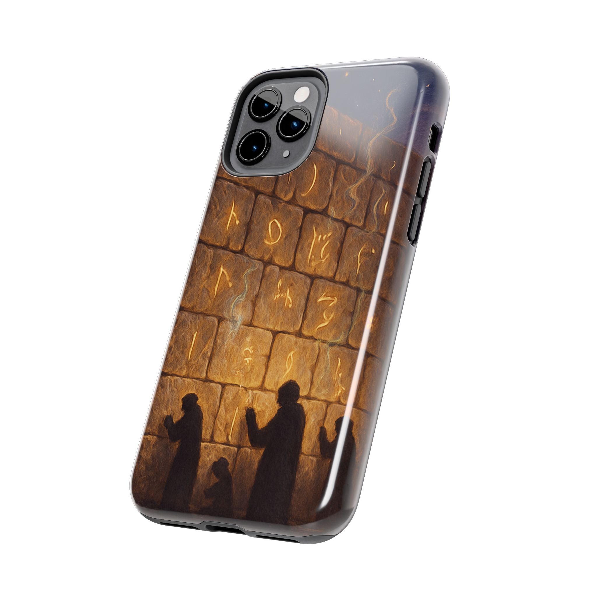 Jewish western Wall Illustration Phone Case — Prayer Silhouettes, Jerusalem Religious Art