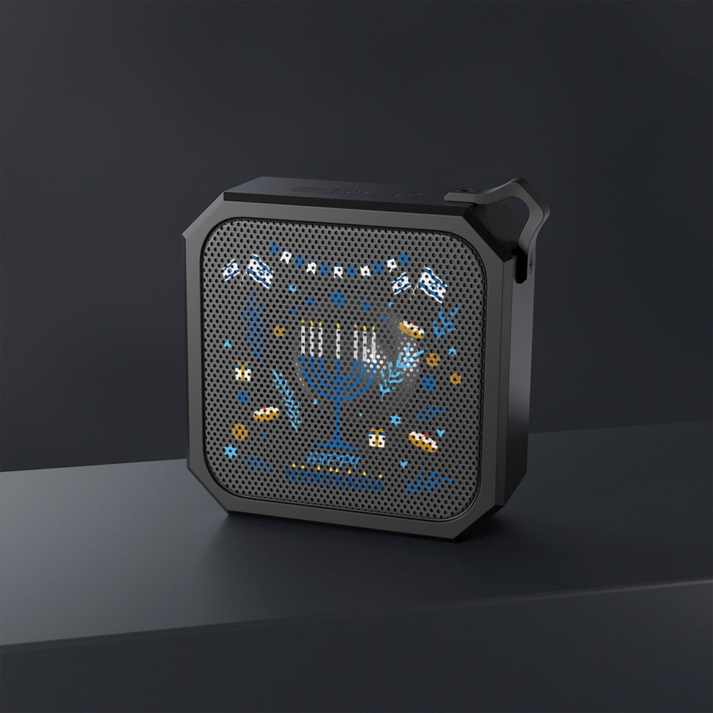 Hanukkah Menorah Bluetooth Speaker — Portable Outdoor Bluetooth Speaker with Holiday Dreidels & “Happy Hanukkah” Design