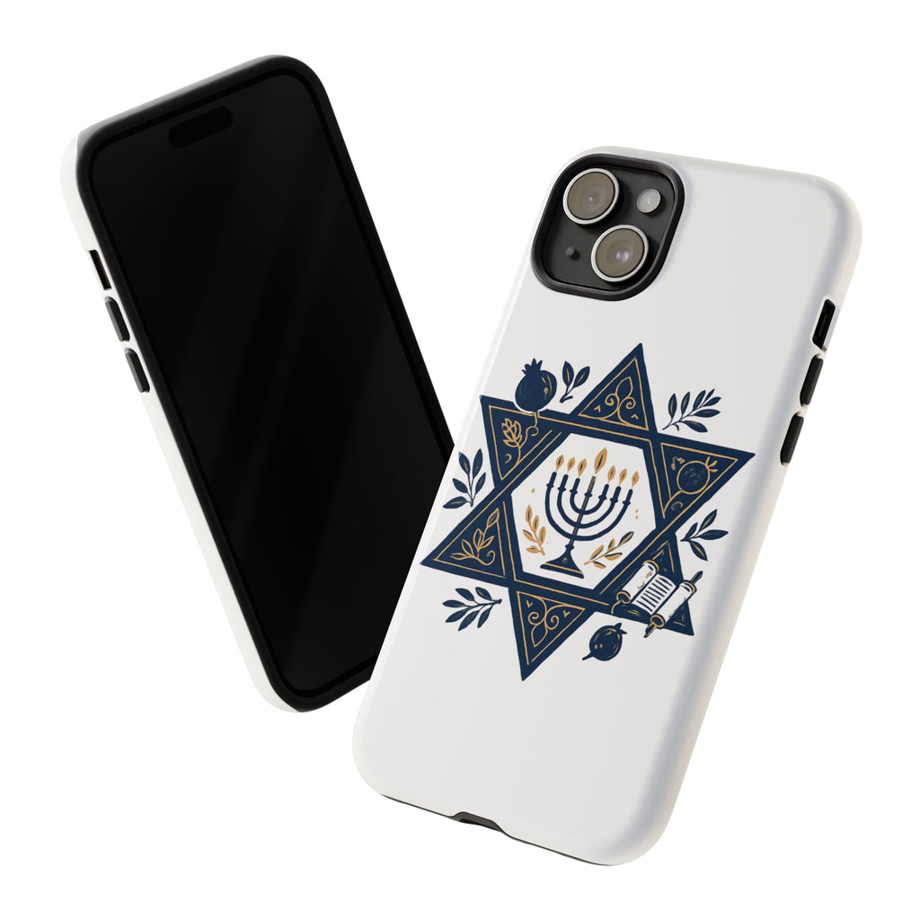 Jewish Star of David Menorah Phone Case — Jewish Hanukkah Symbol Protective Cover
