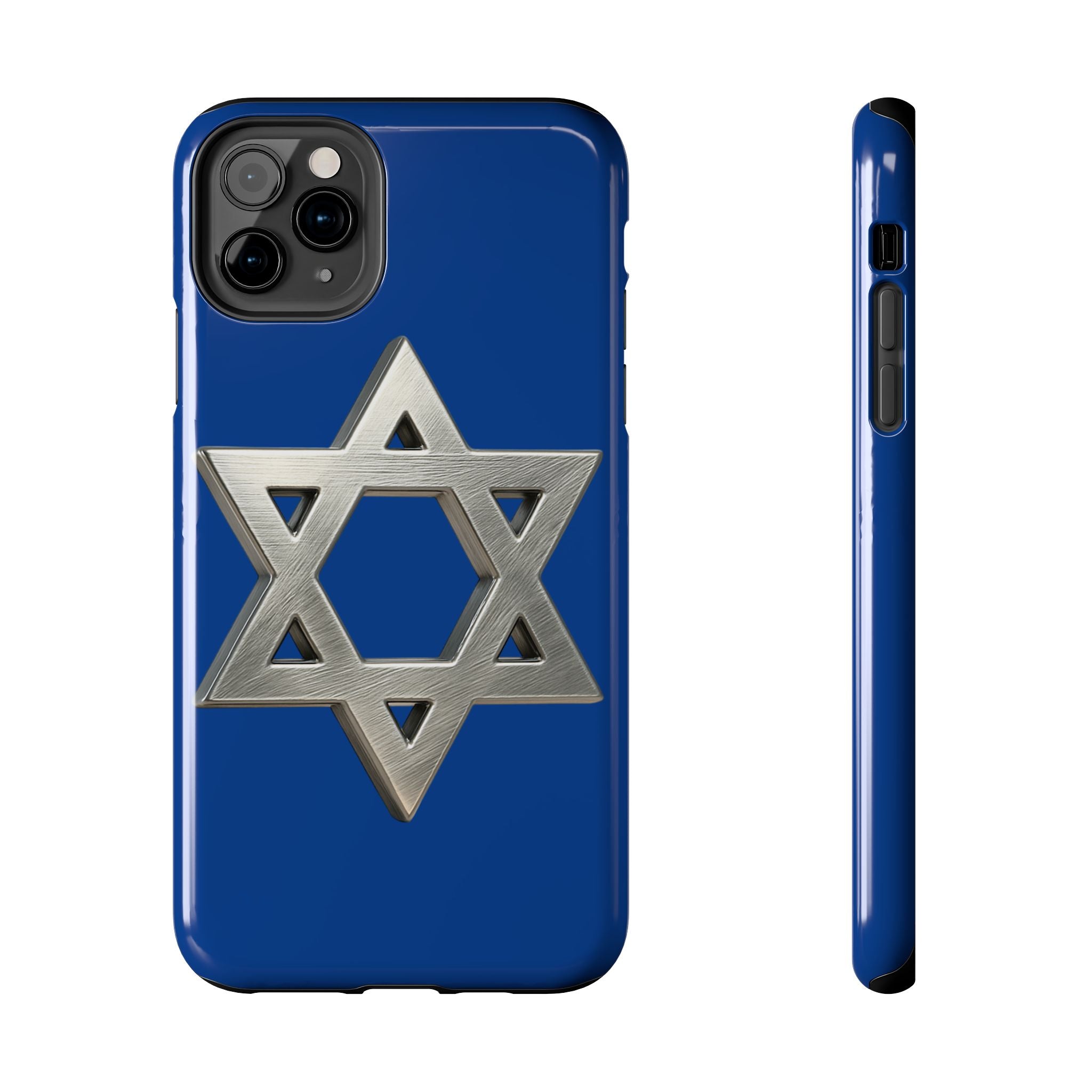 Jewish Blue Phone Case with Silver Star of David – Tough Protective Jewish Religious Design