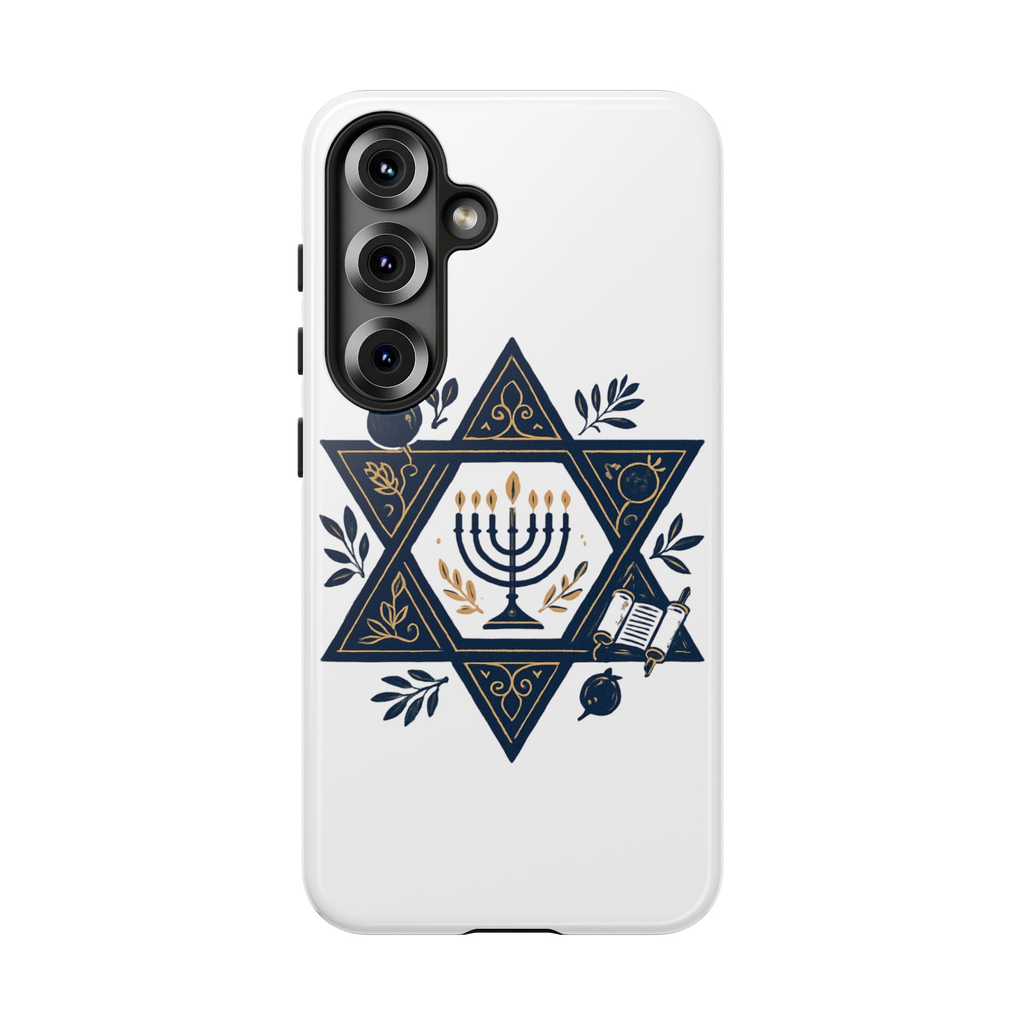 Jewish Star of David Menorah Phone Case — Jewish Hanukkah Symbol Protective Cover