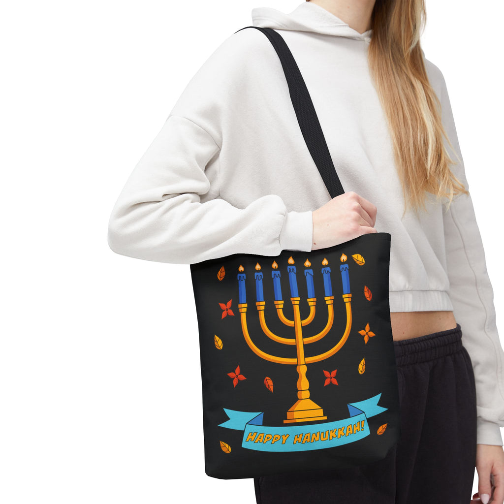 Hanukkah Menorah Tote Bag – "Happy Hanukkah" Holiday Gift Tote