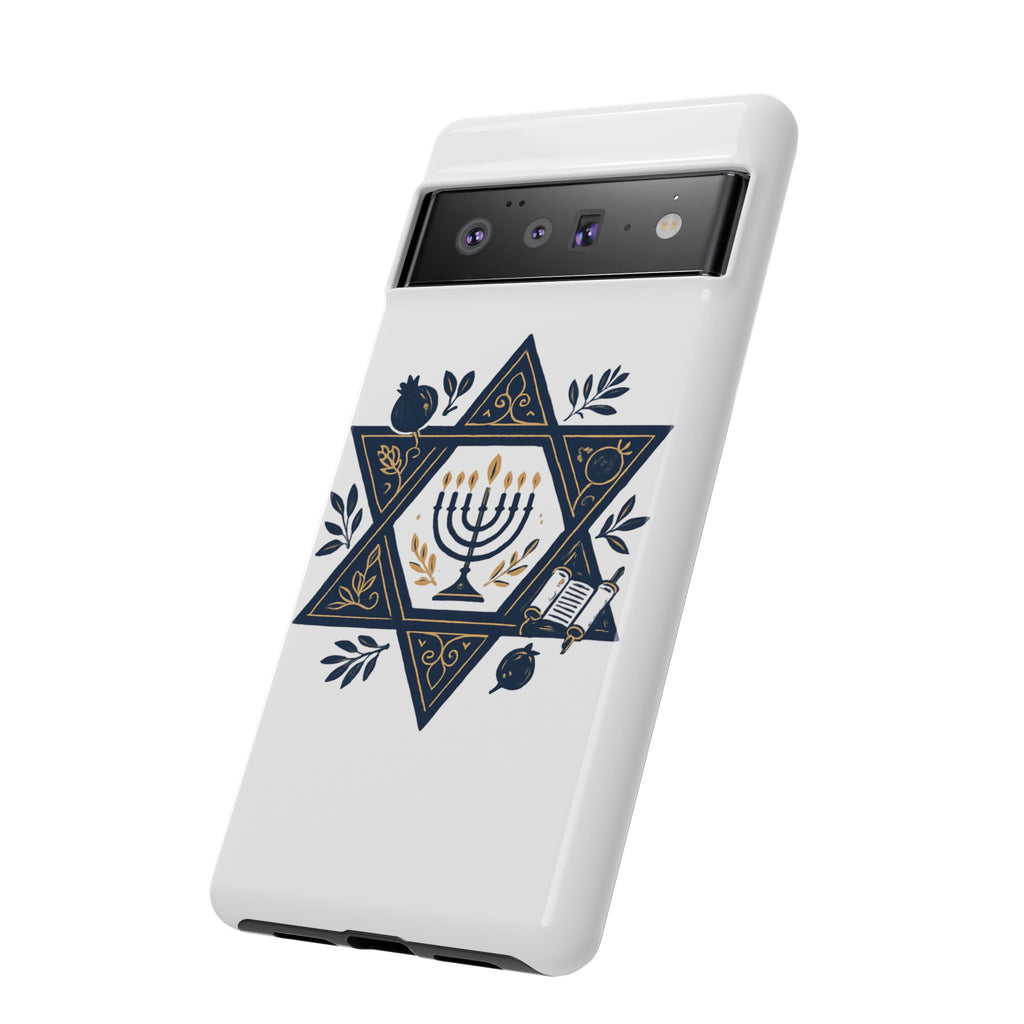 Jewish Star of David Menorah Phone Case — Jewish Hanukkah Symbol Protective Cover