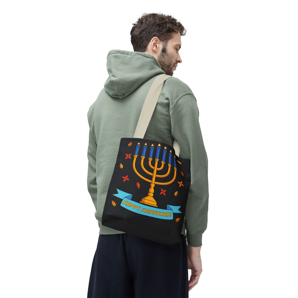 Hanukkah Menorah Tote Bag – "Happy Hanukkah" Holiday Gift Tote