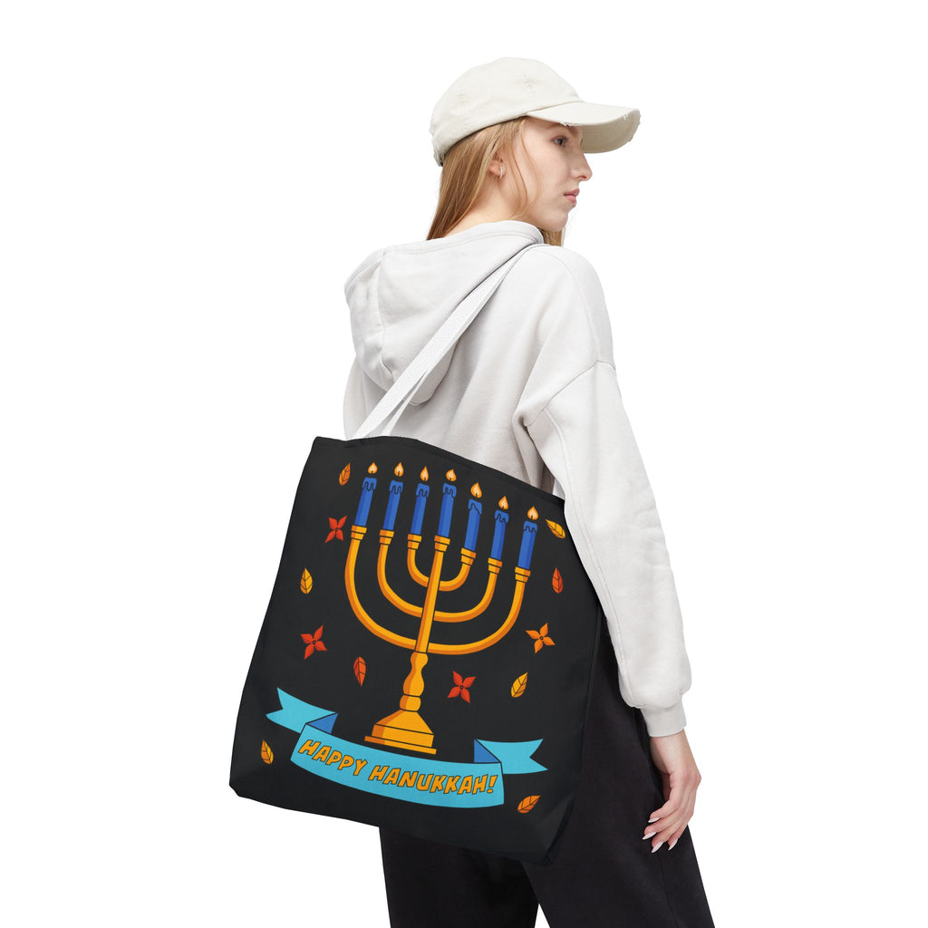 Hanukkah Menorah Tote Bag – "Happy Hanukkah" Holiday Gift Tote