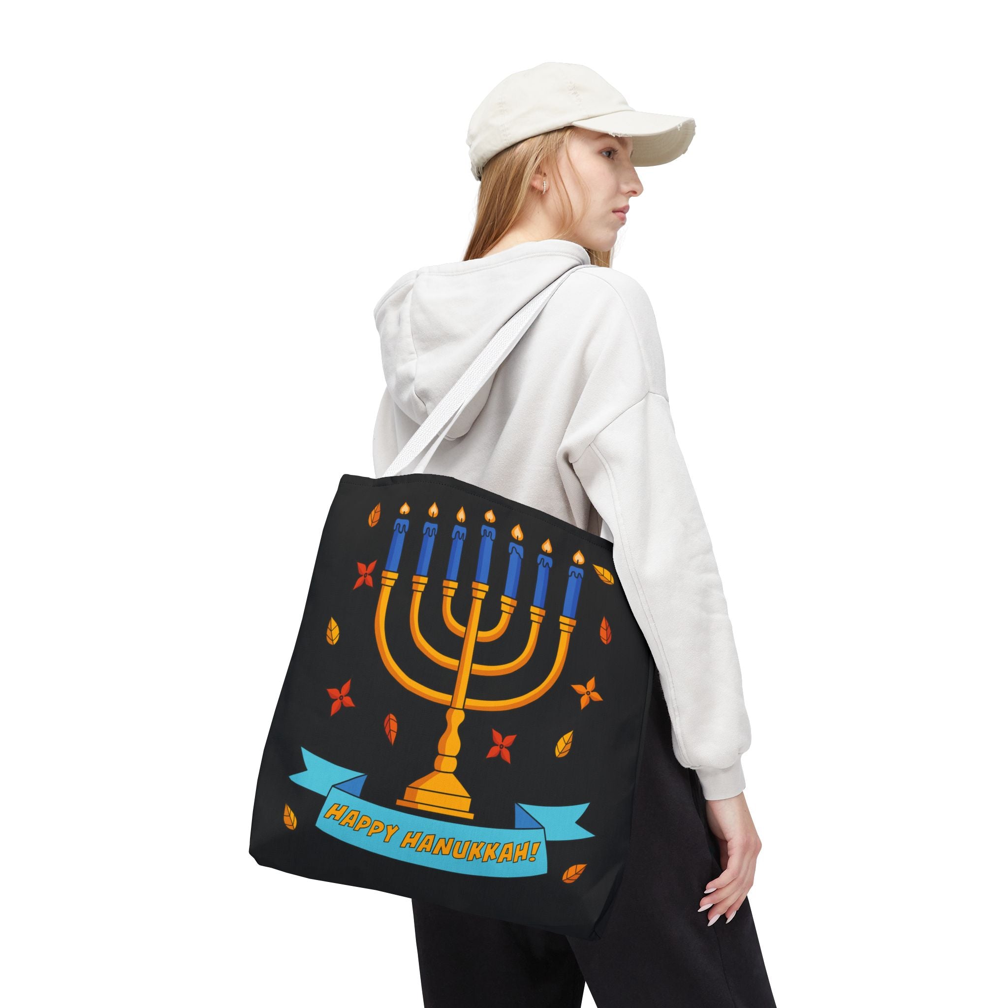 Hanukkah Menorah Tote Bag – "Happy Hanukkah" Holiday Gift Tote