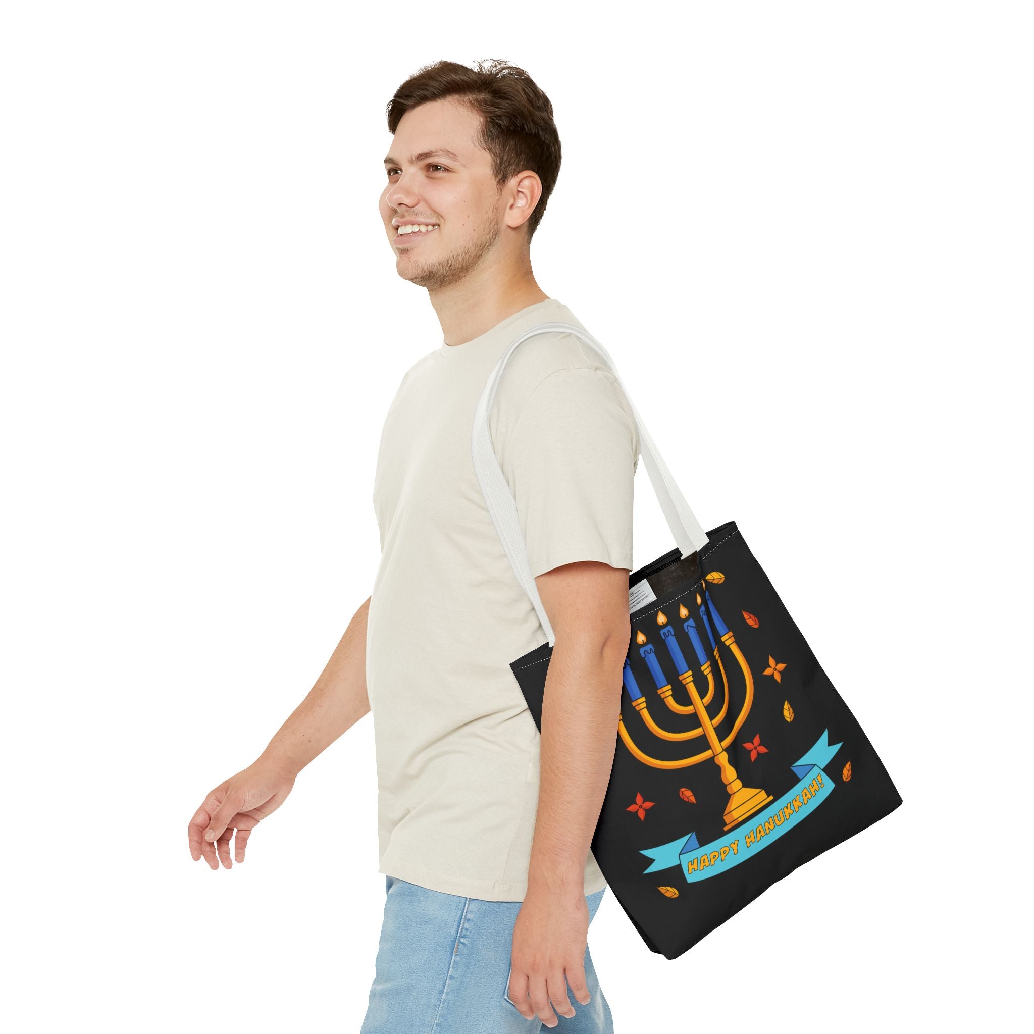 Hanukkah Menorah Tote Bag – "Happy Hanukkah" Holiday Gift Tote