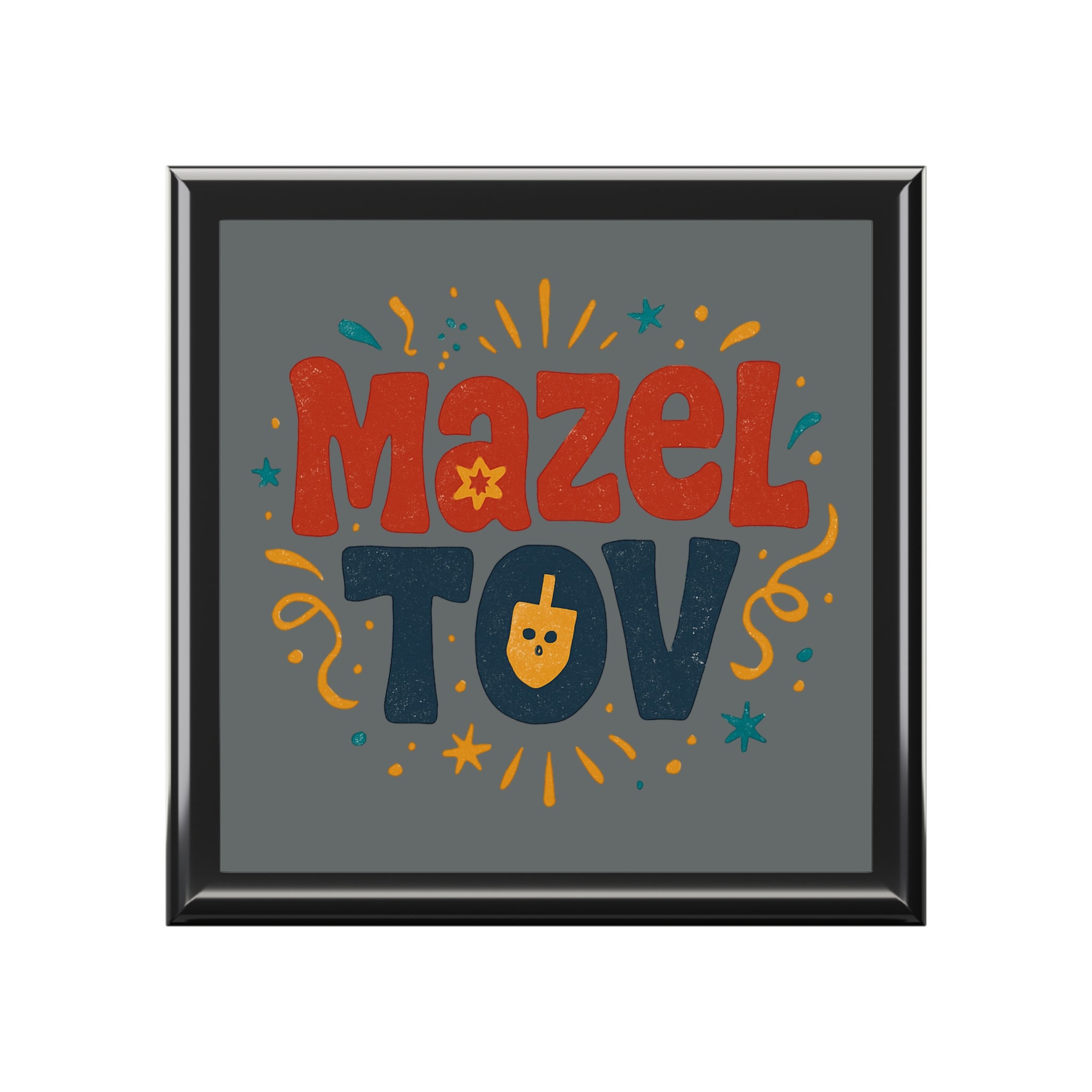 Mazel Tov Jewelry Box — Celebration Keepsake Box with Dreidel Design
