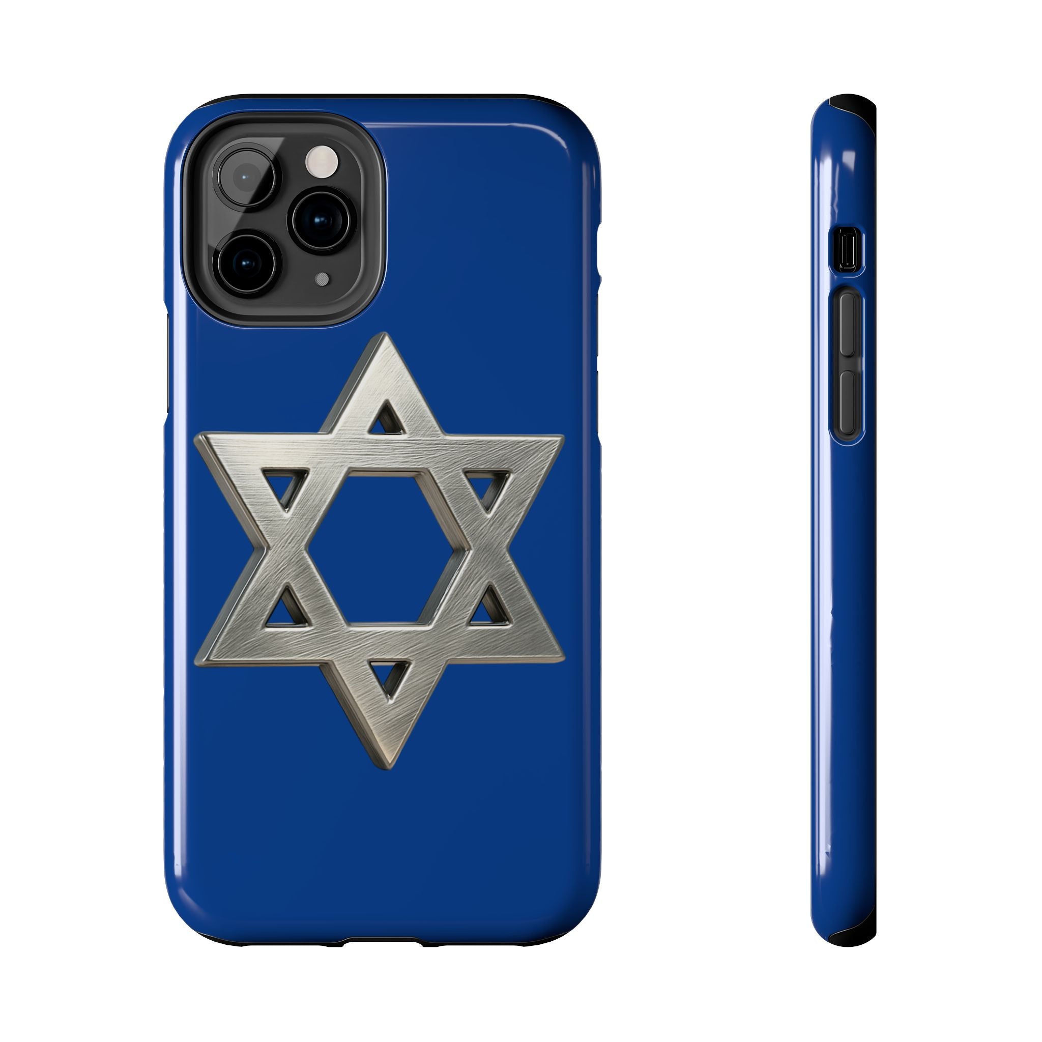 Jewish Blue Phone Case with Silver Star of David – Tough Protective Jewish Religious Design