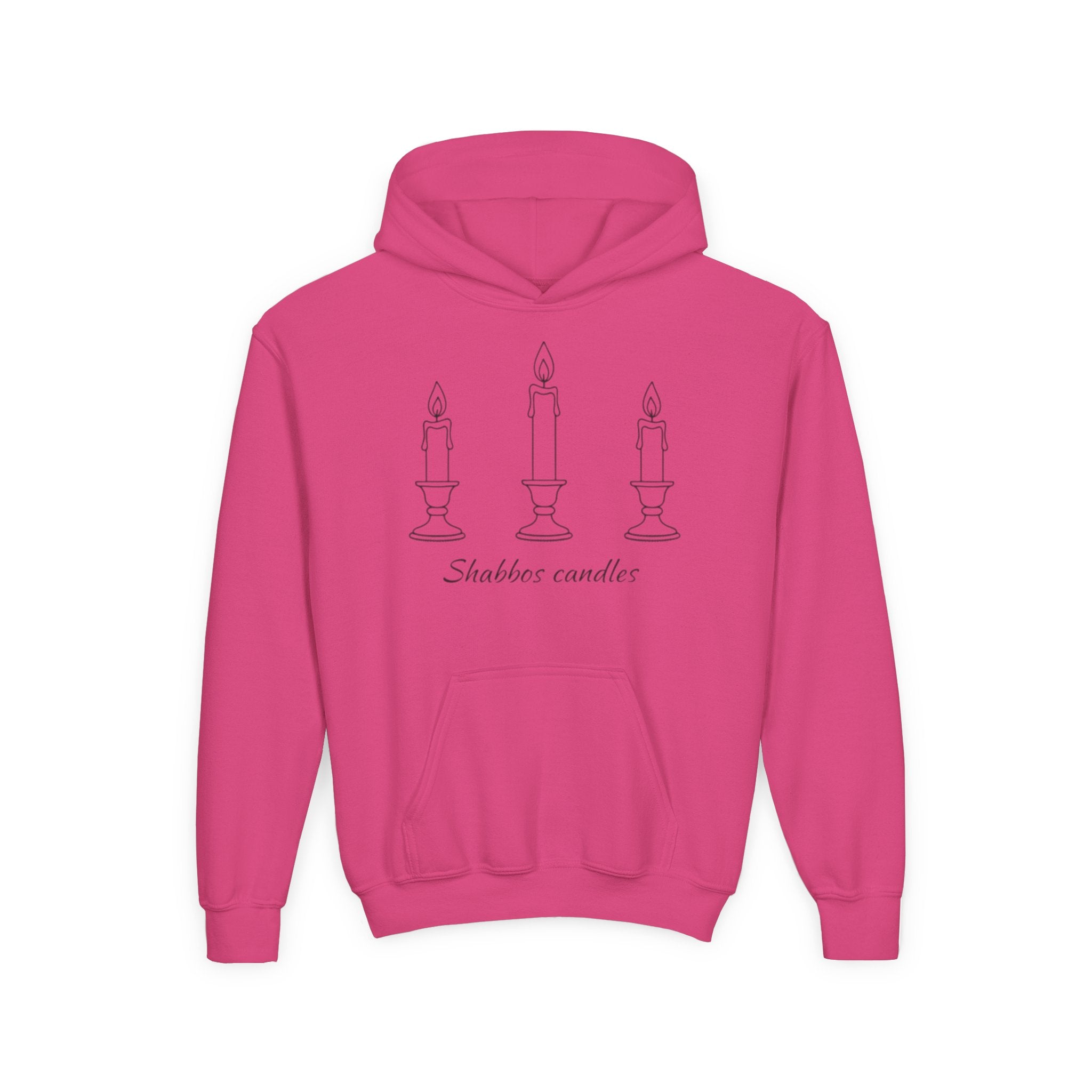 Shabbos Candles Kids Hoodie — Youth Shabbat Candle Lighting Sweatshirt