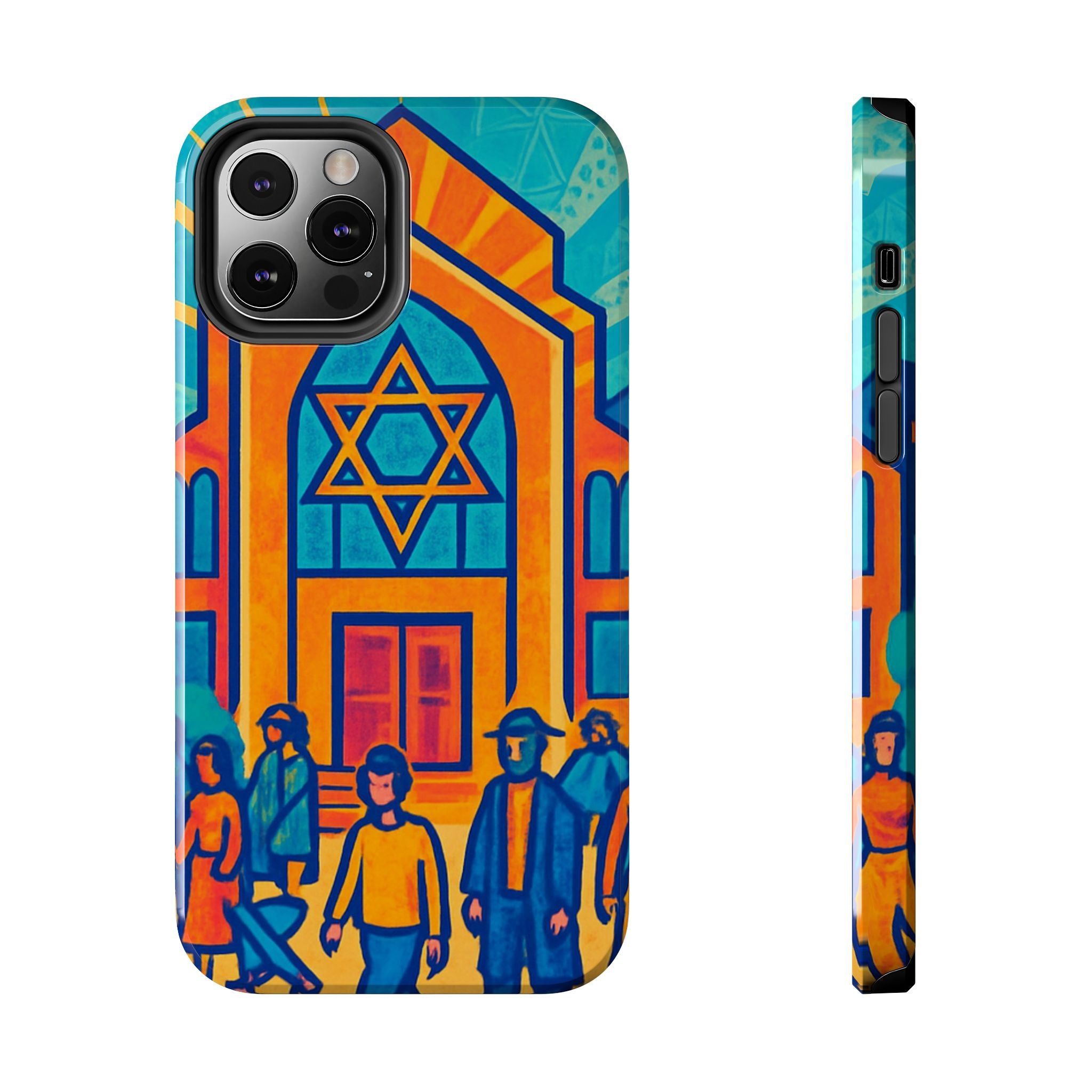 Jewish Synagogue Art Tough Phone Case — Colorful Jewish Community Design