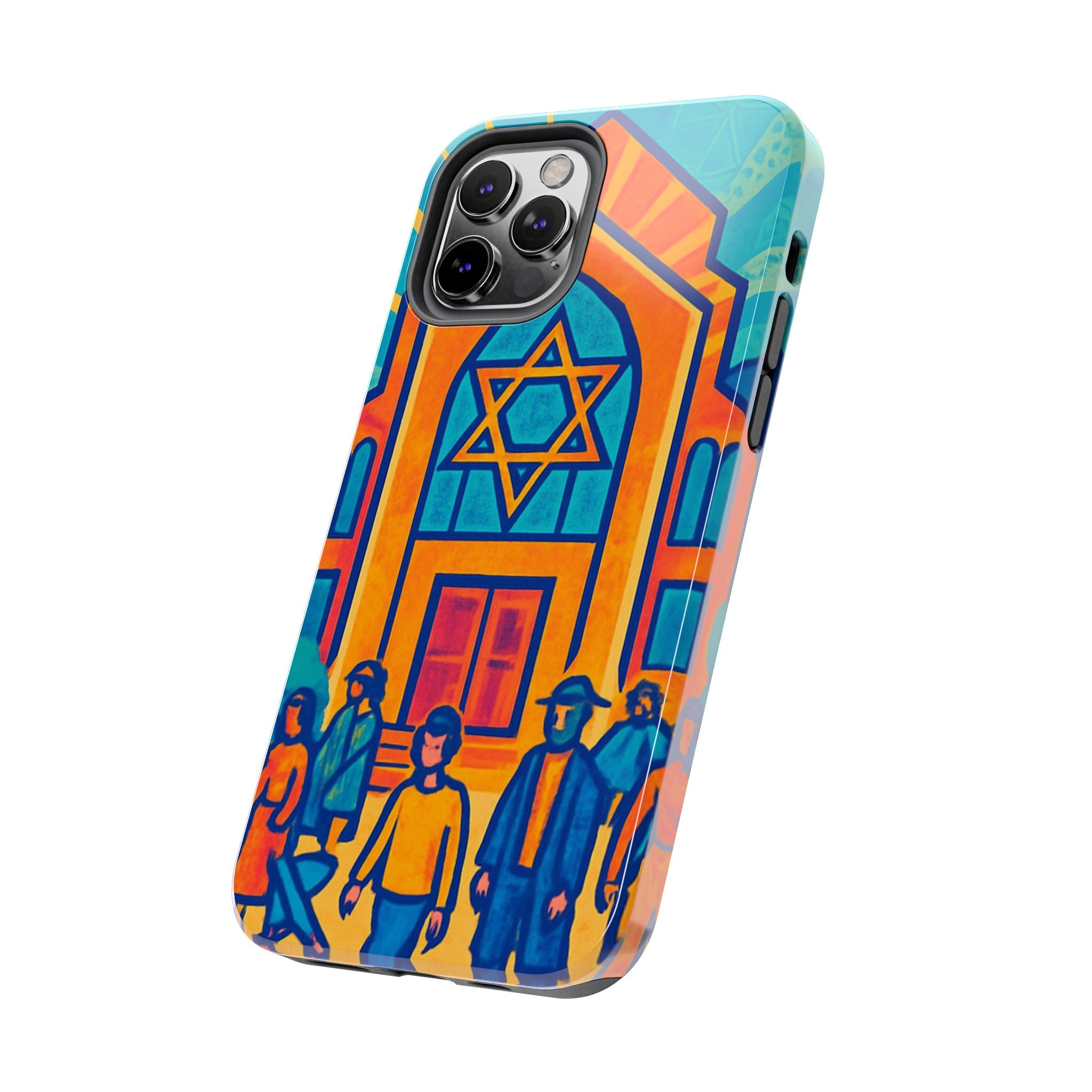 Jewish Synagogue Art Tough Phone Case — Colorful Jewish Community Design