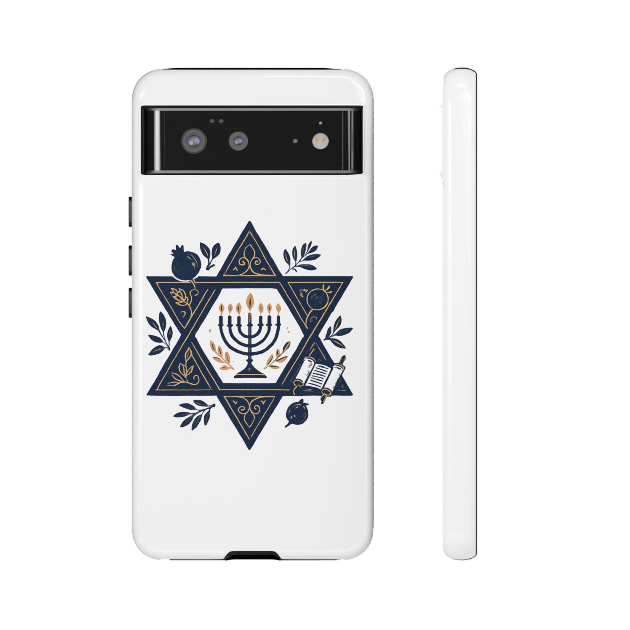 Jewish Star of David Menorah Phone Case — Jewish Hanukkah Symbol Protective Cover
