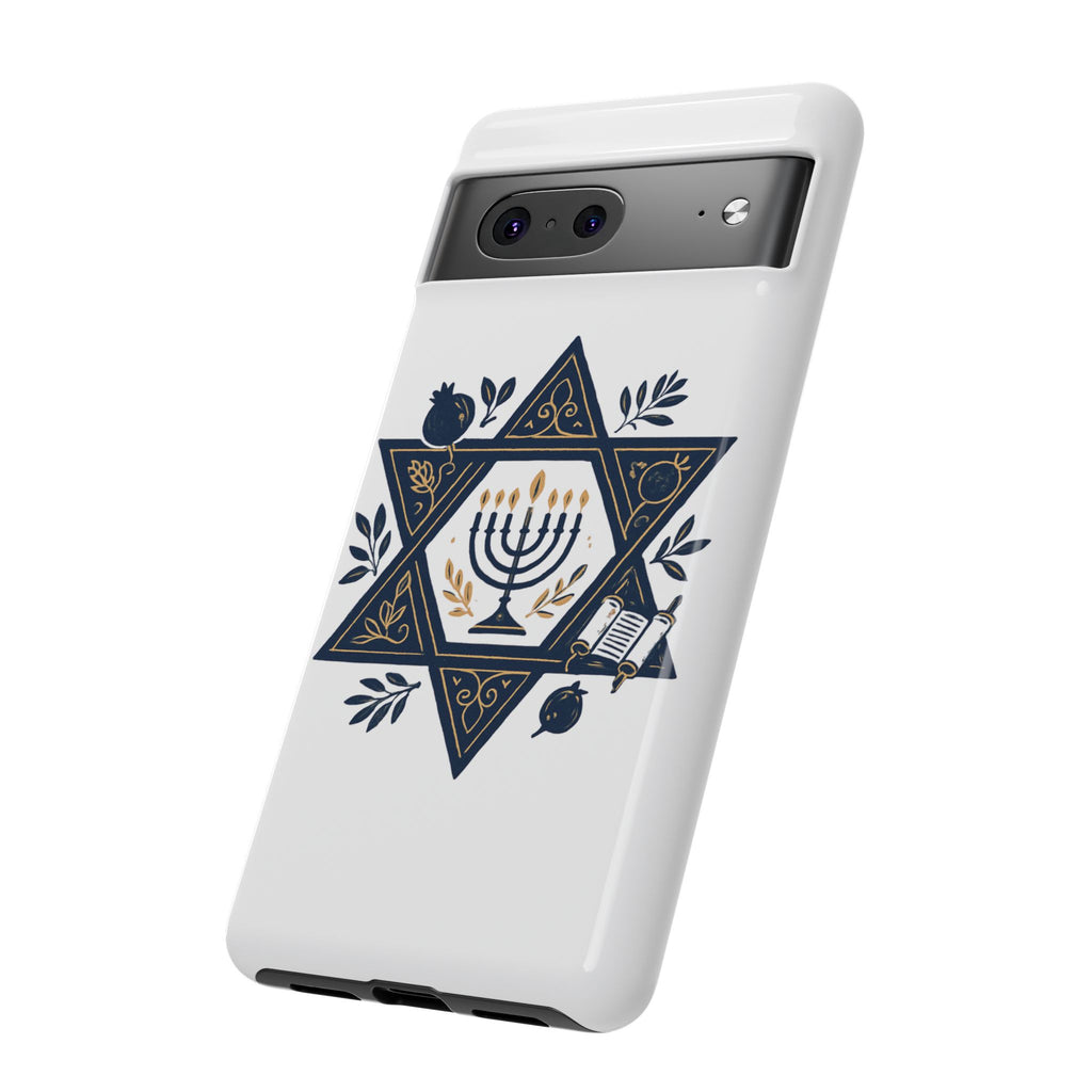 Jewish Star of David Menorah Phone Case — Jewish Hanukkah Symbol Protective Cover