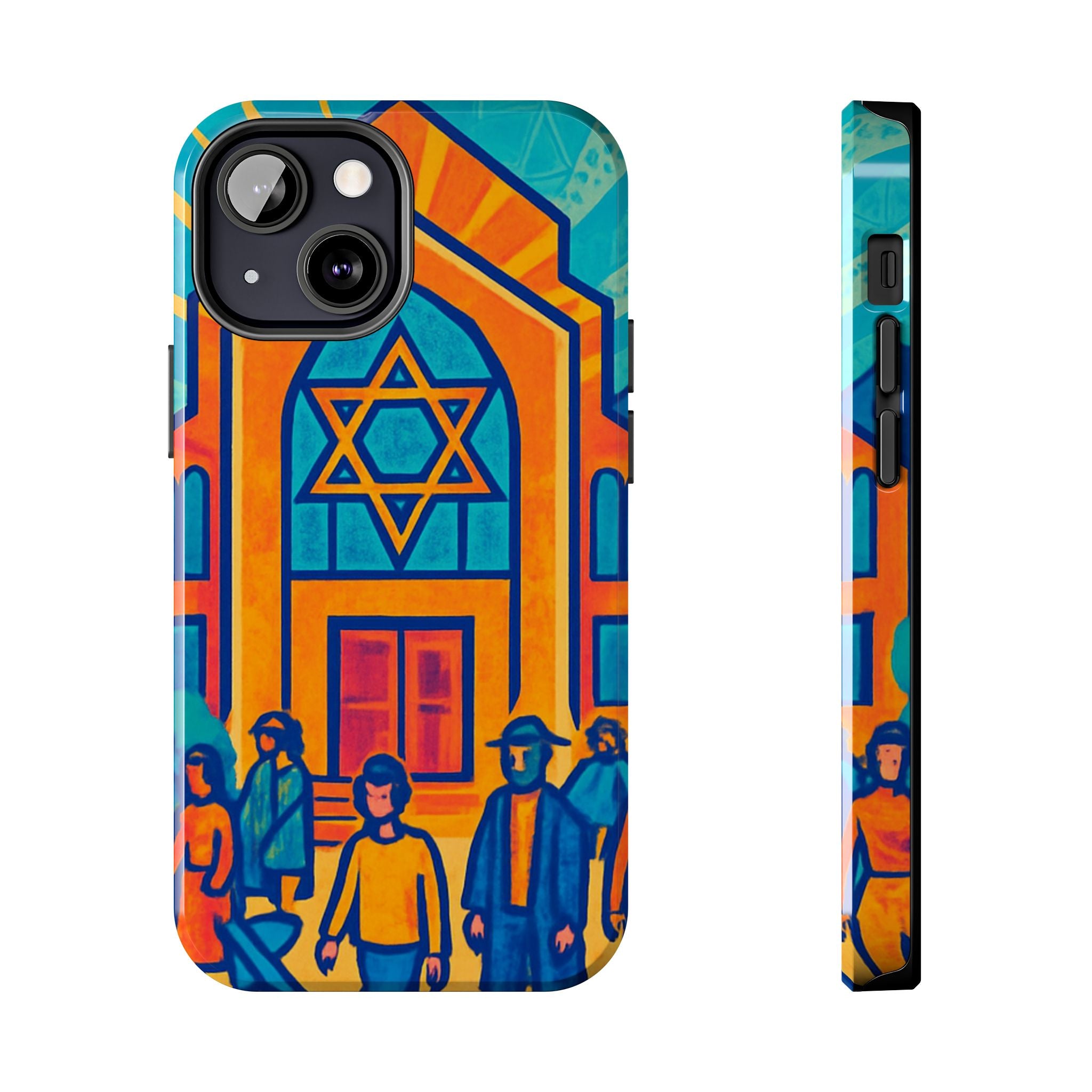 Jewish Synagogue Art Tough Phone Case — Colorful Jewish Community Design