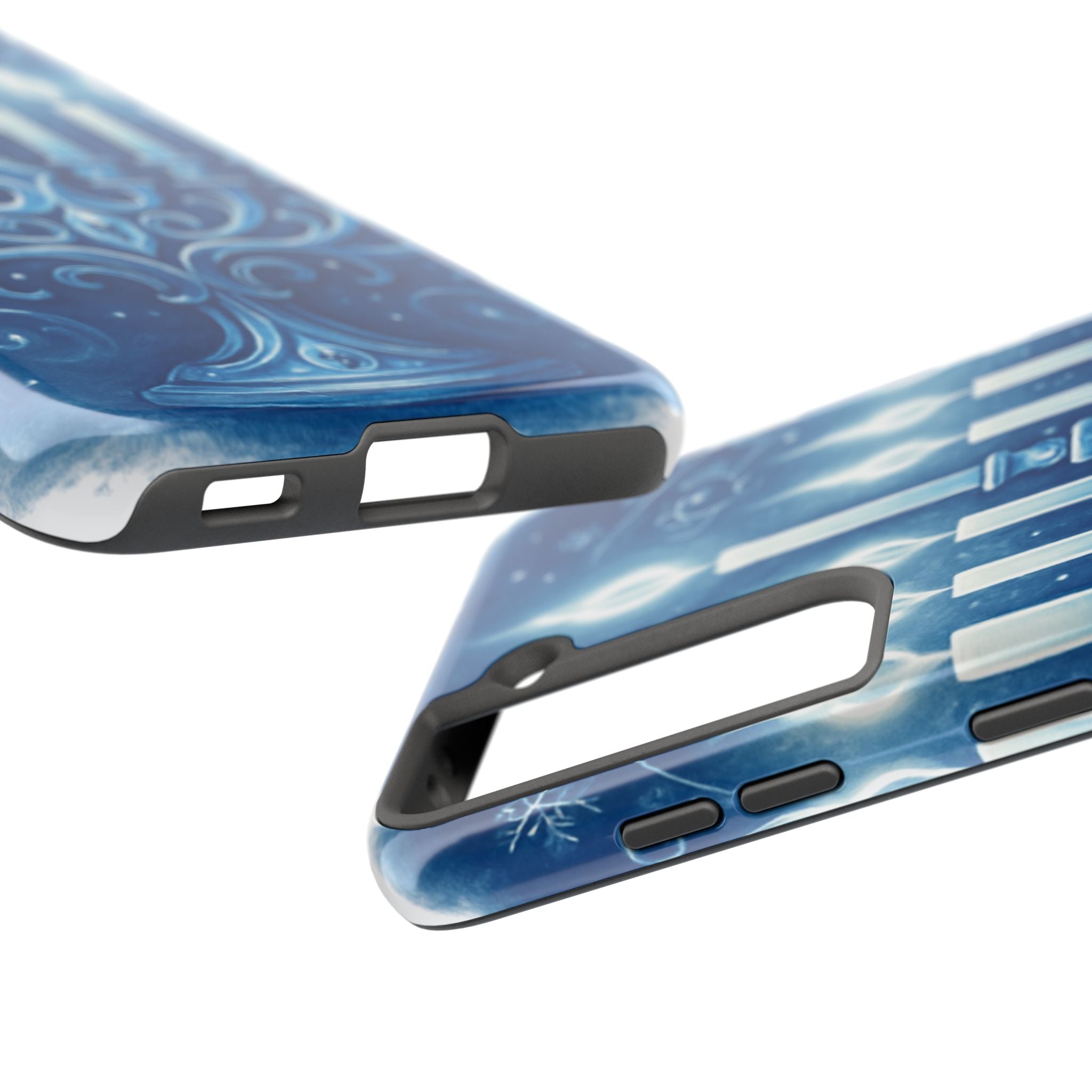 Blue Hanukkah Menorah Tough Phone Case — Holiday Candlelight Protective Cover