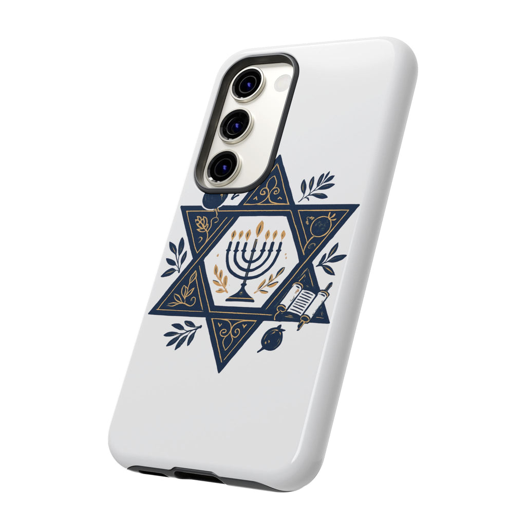 Jewish Star of David Menorah Phone Case — Jewish Hanukkah Symbol Protective Cover