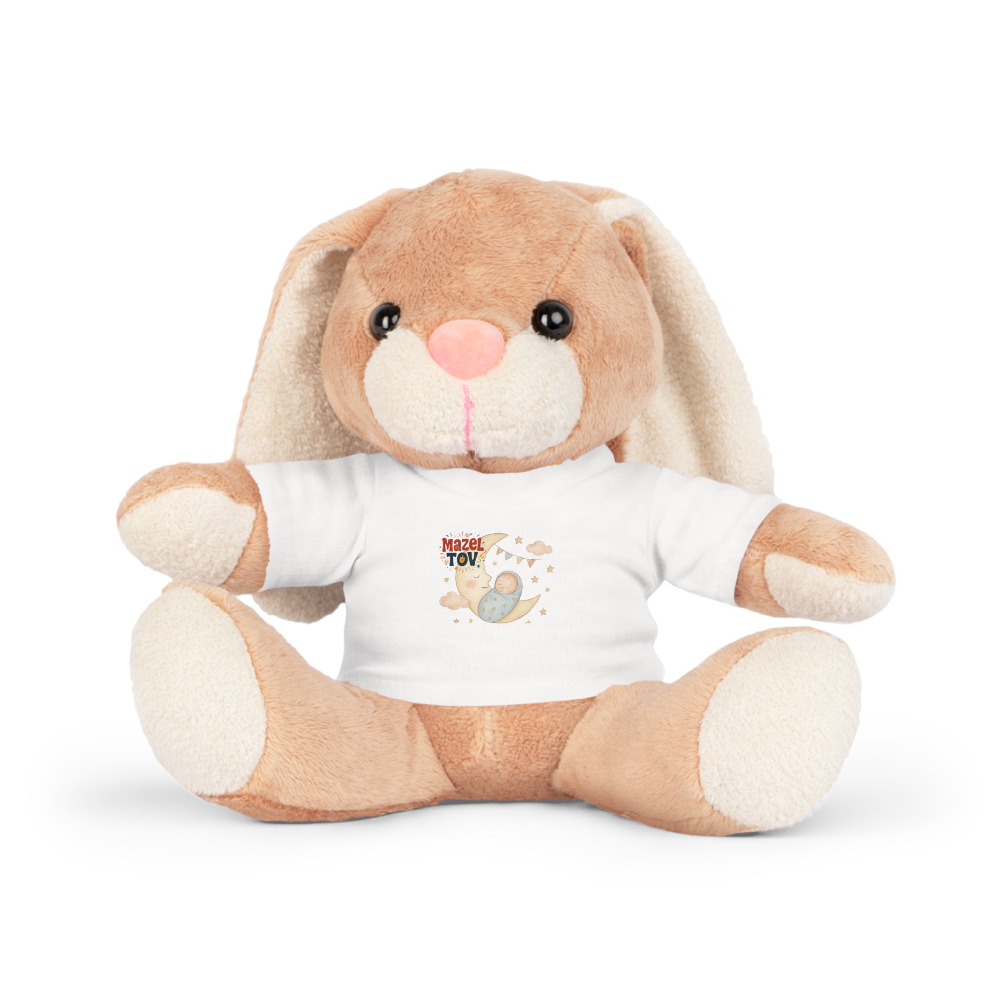Baby Shower Plush Bear with "Mazel Tov" T‑Shirt — Newborn Gift