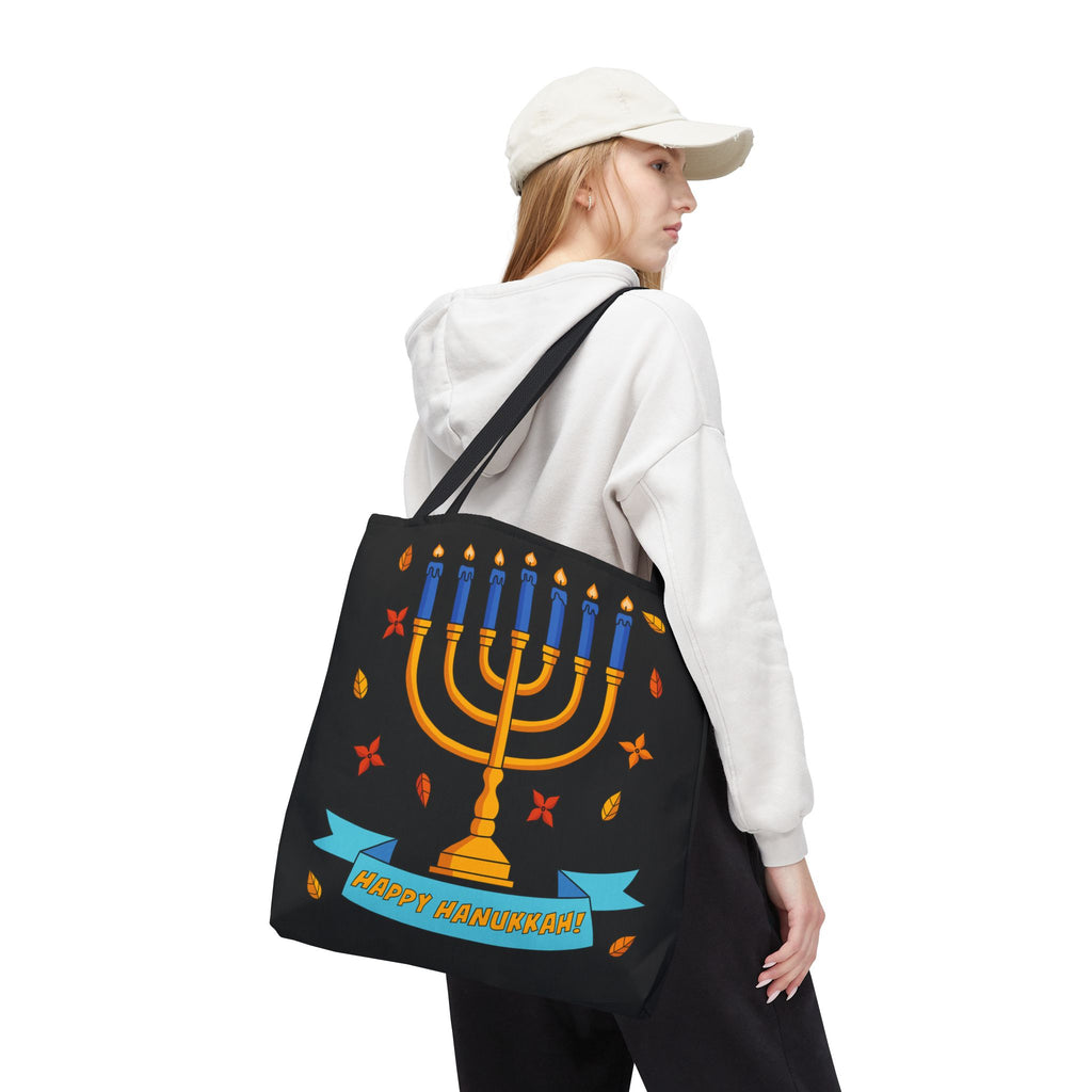 Hanukkah Menorah Tote Bag – "Happy Hanukkah" Holiday Gift Tote