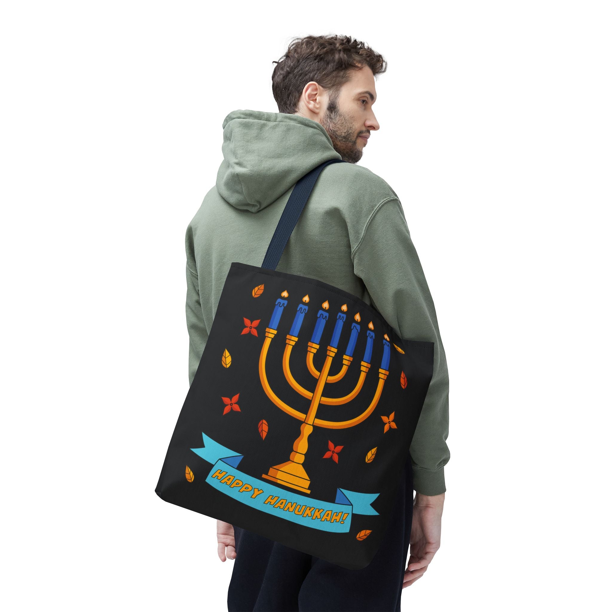 Hanukkah Menorah Tote Bag – "Happy Hanukkah" Holiday Gift Tote