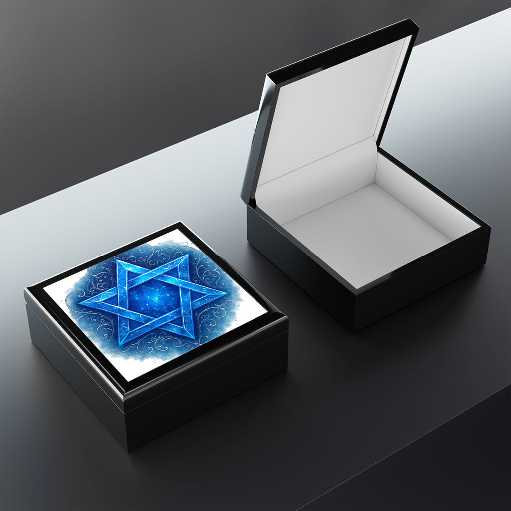 Blue Star of David Jewelry Box – Elegant Judaica Keepsake Gift