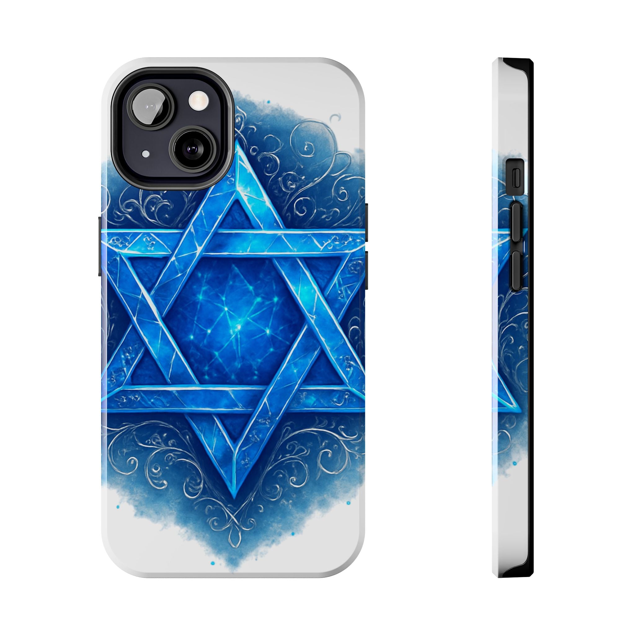 Jewish Star of David Blue Watercolor Tough Phone Case — Protective Jewish Symbol Phone Cover