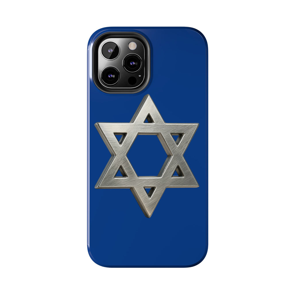 Jewish Blue Phone Case with Silver Star of David – Tough Protective Jewish Religious Design