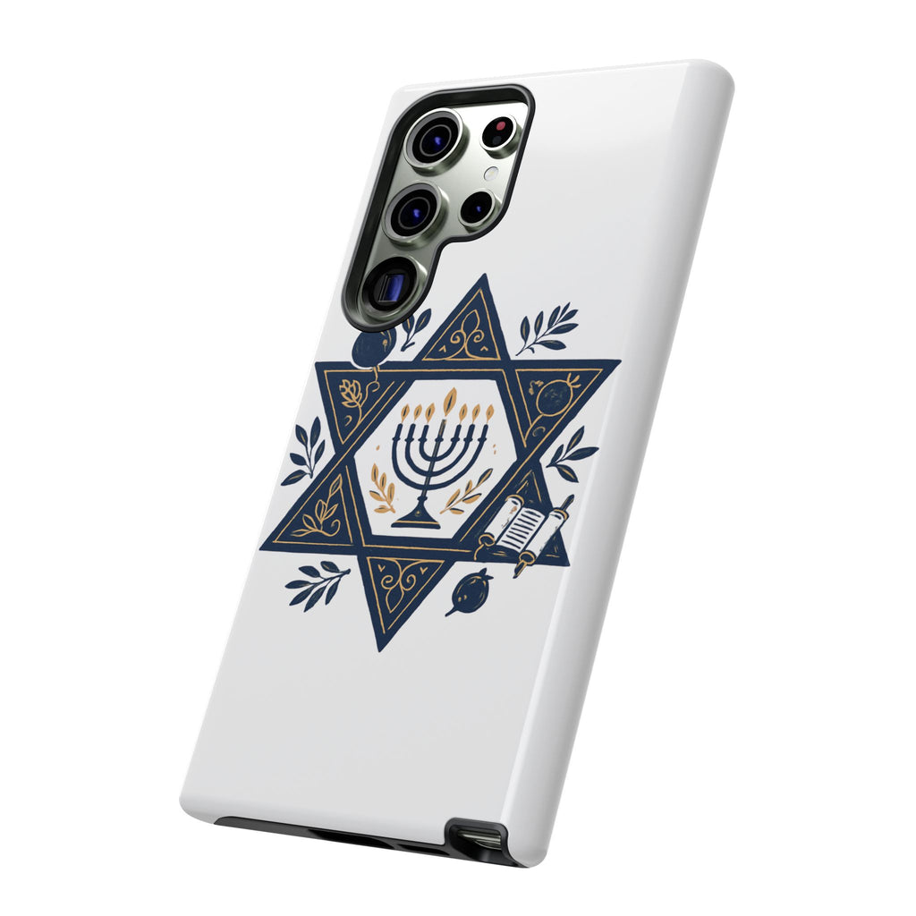 Jewish Star of David Menorah Phone Case — Jewish Hanukkah Symbol Protective Cover