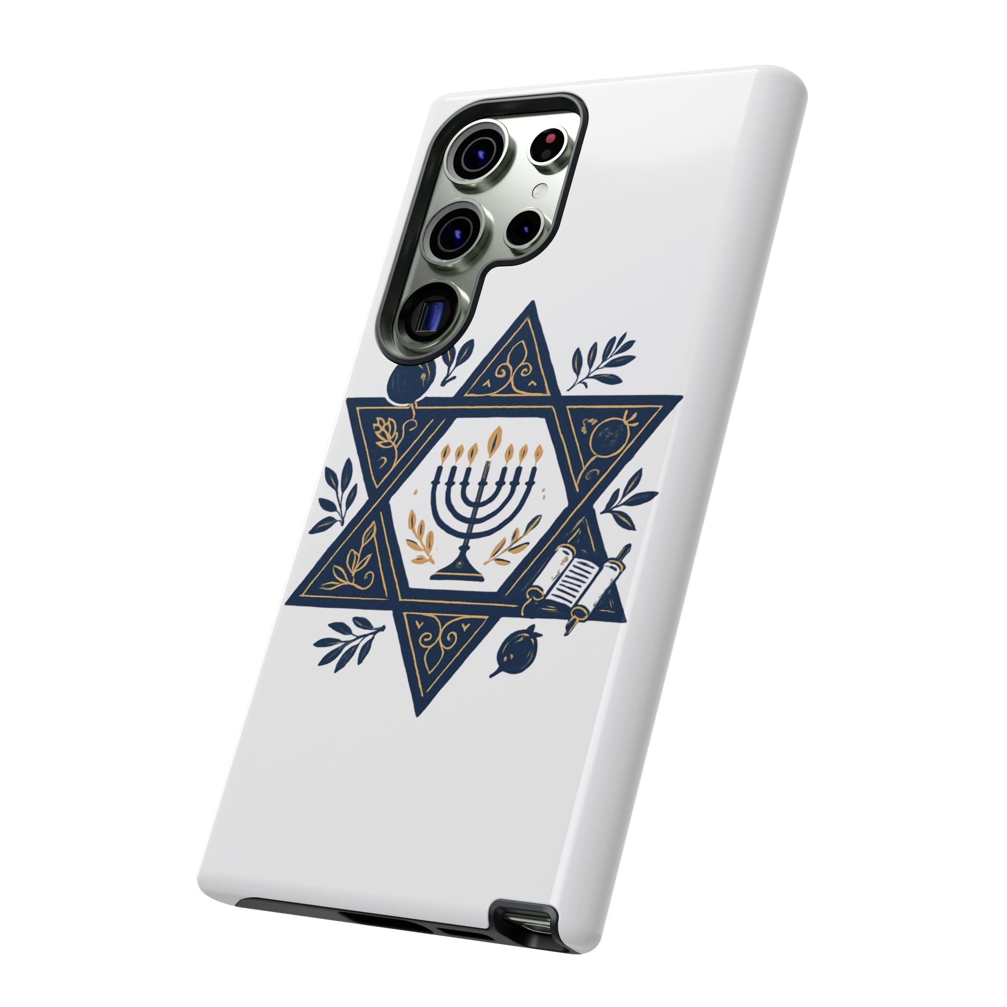 Jewish Star of David Menorah Phone Case — Jewish Hanukkah Symbol Protective Cover