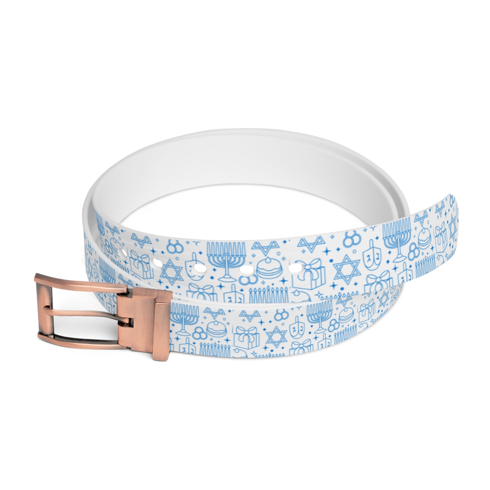 Light Blue Floral Pattern Belt — Casual Denim Accessory