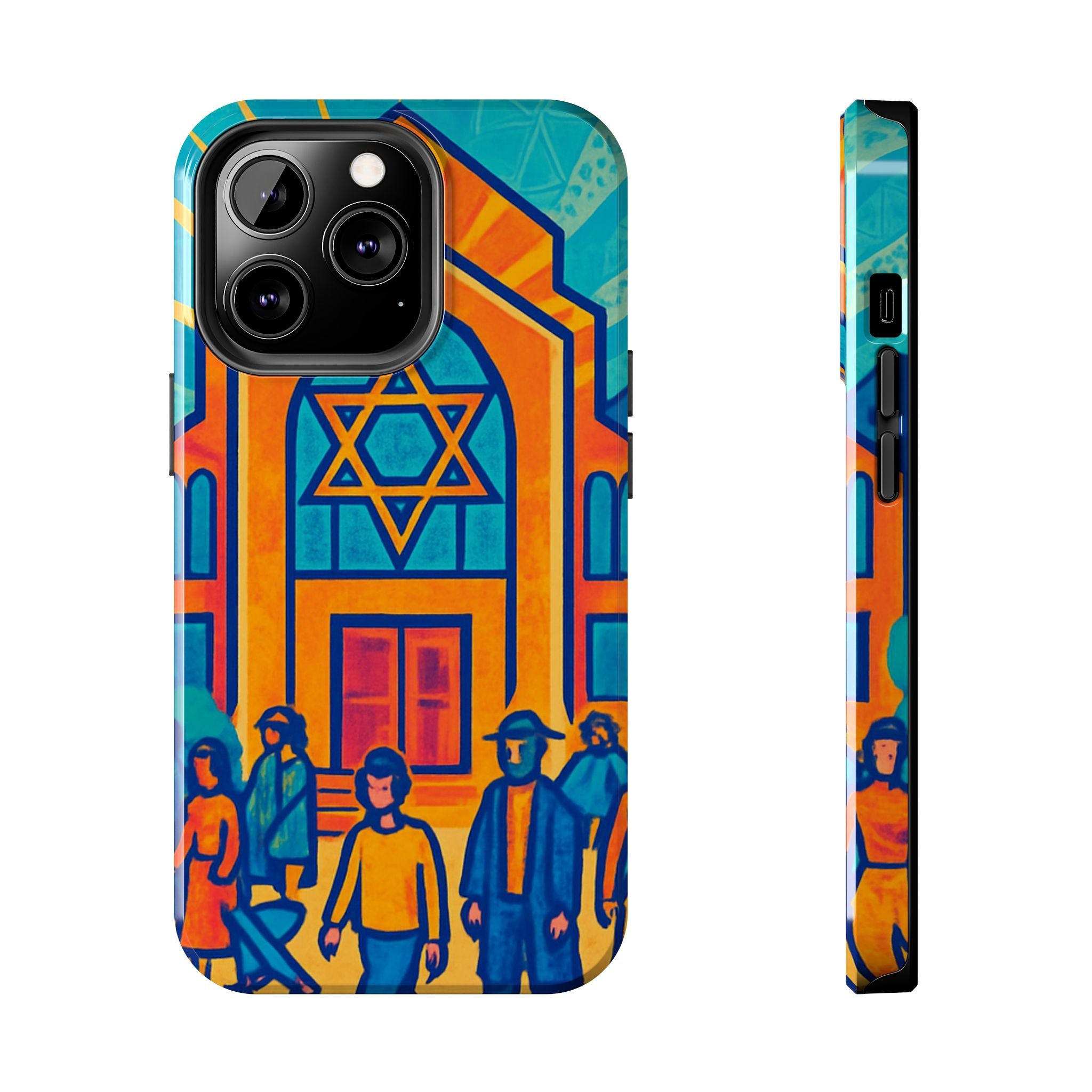 Jewish Synagogue Art Tough Phone Case — Colorful Jewish Community Design