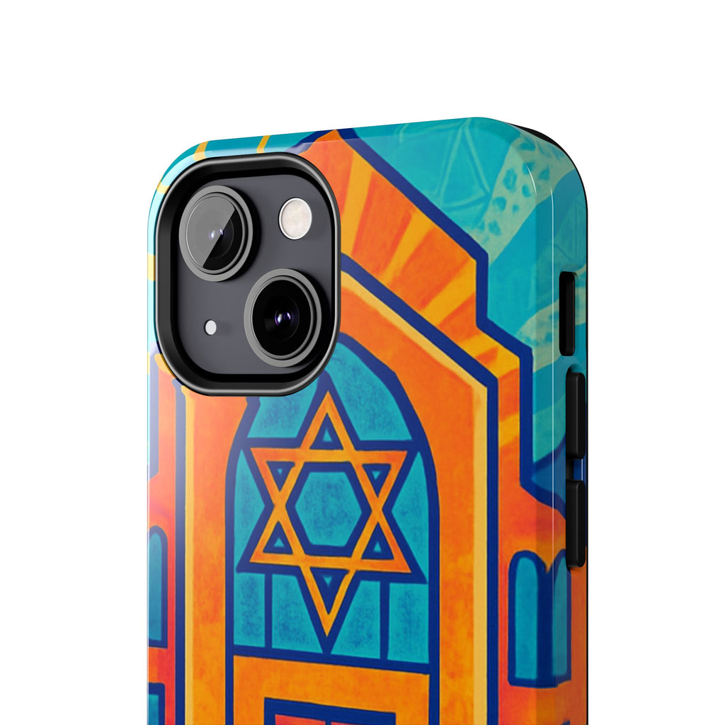 Jewish Synagogue Art Tough Phone Case — Colorful Jewish Community Design