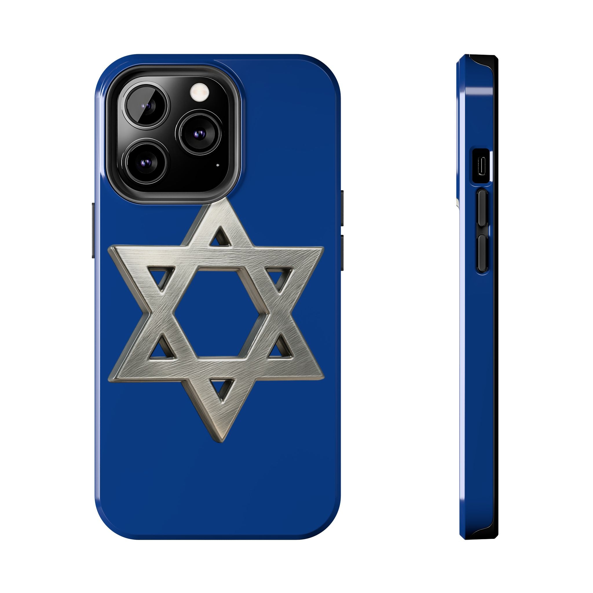 Jewish Blue Phone Case with Silver Star of David – Tough Protective Jewish Religious Design