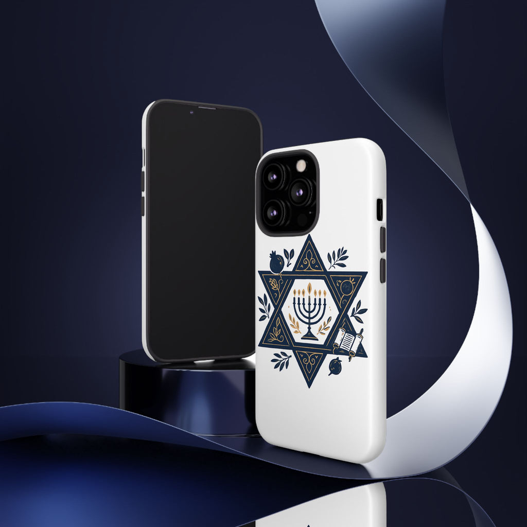 Jewish Star of David Menorah Phone Case — Jewish Hanukkah Symbol Protective Cover